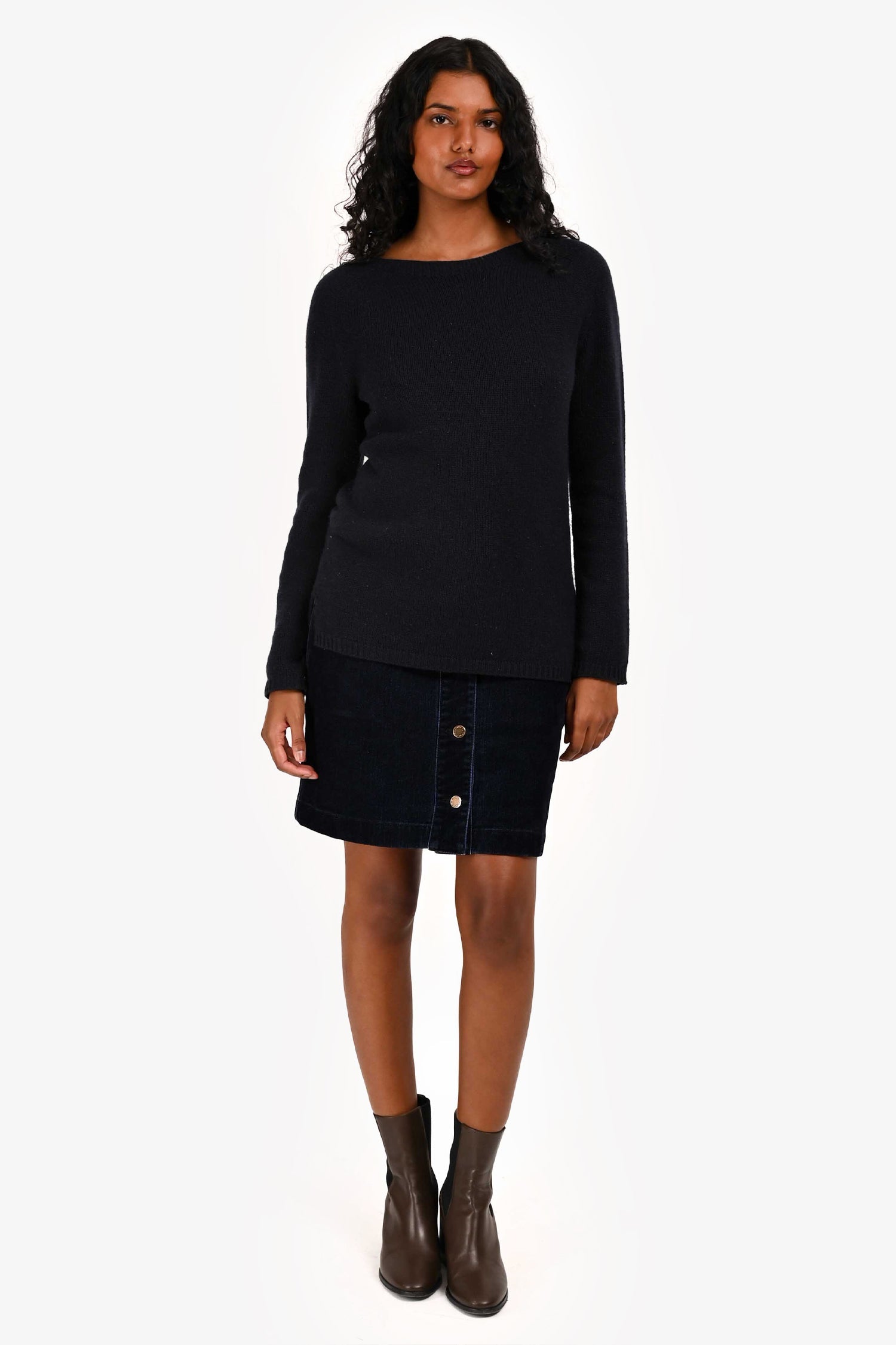 Louis Vuitton Dark Blue Velvet Denim Pattern Buttoned Mini Skirt Size 40