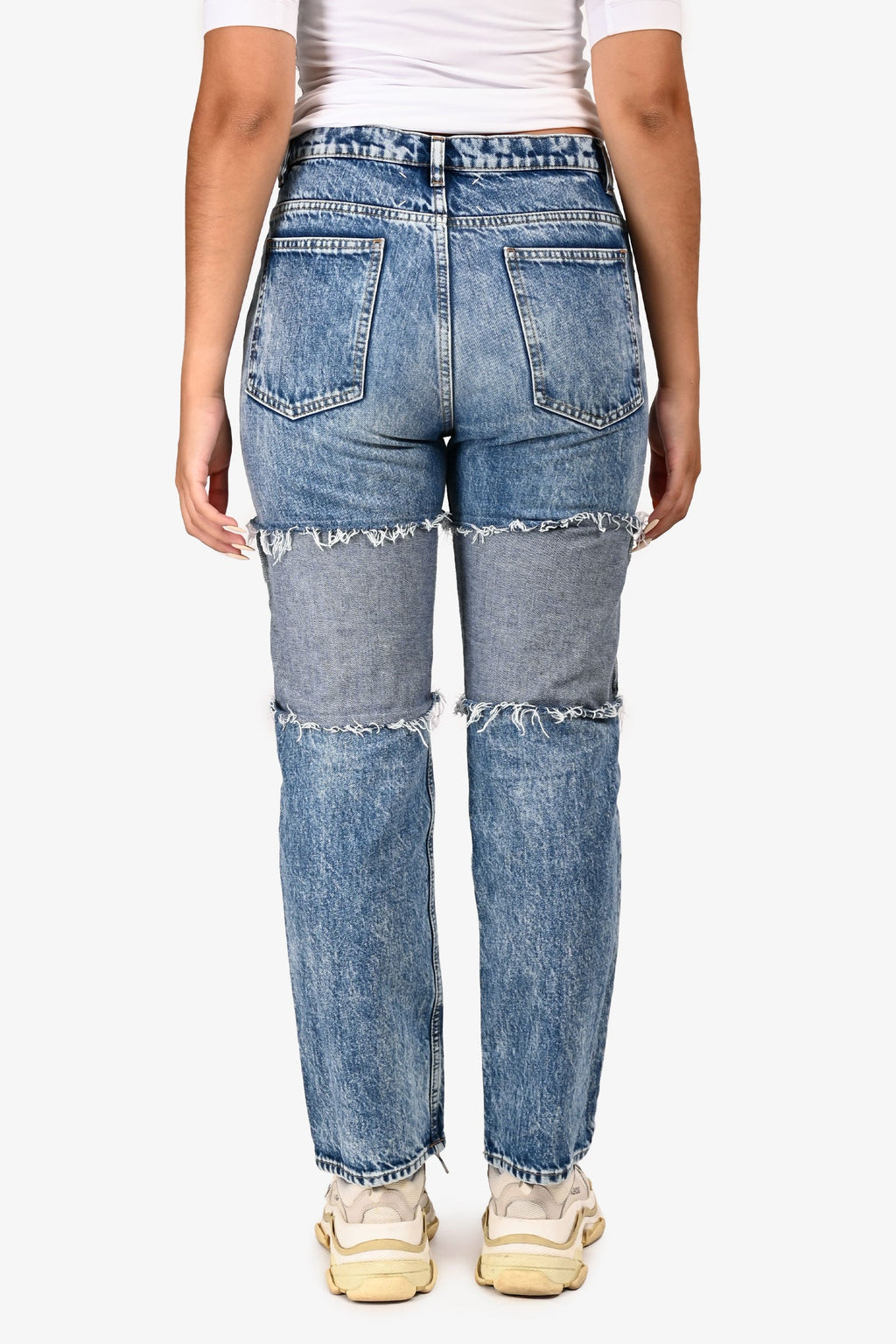 Maison Margiela Blue Denim Distressed Panel Slim Leg Jeans Size 1