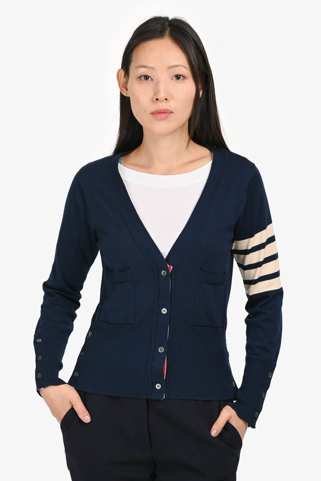 Thom Browne Navy Striped igan Size 1