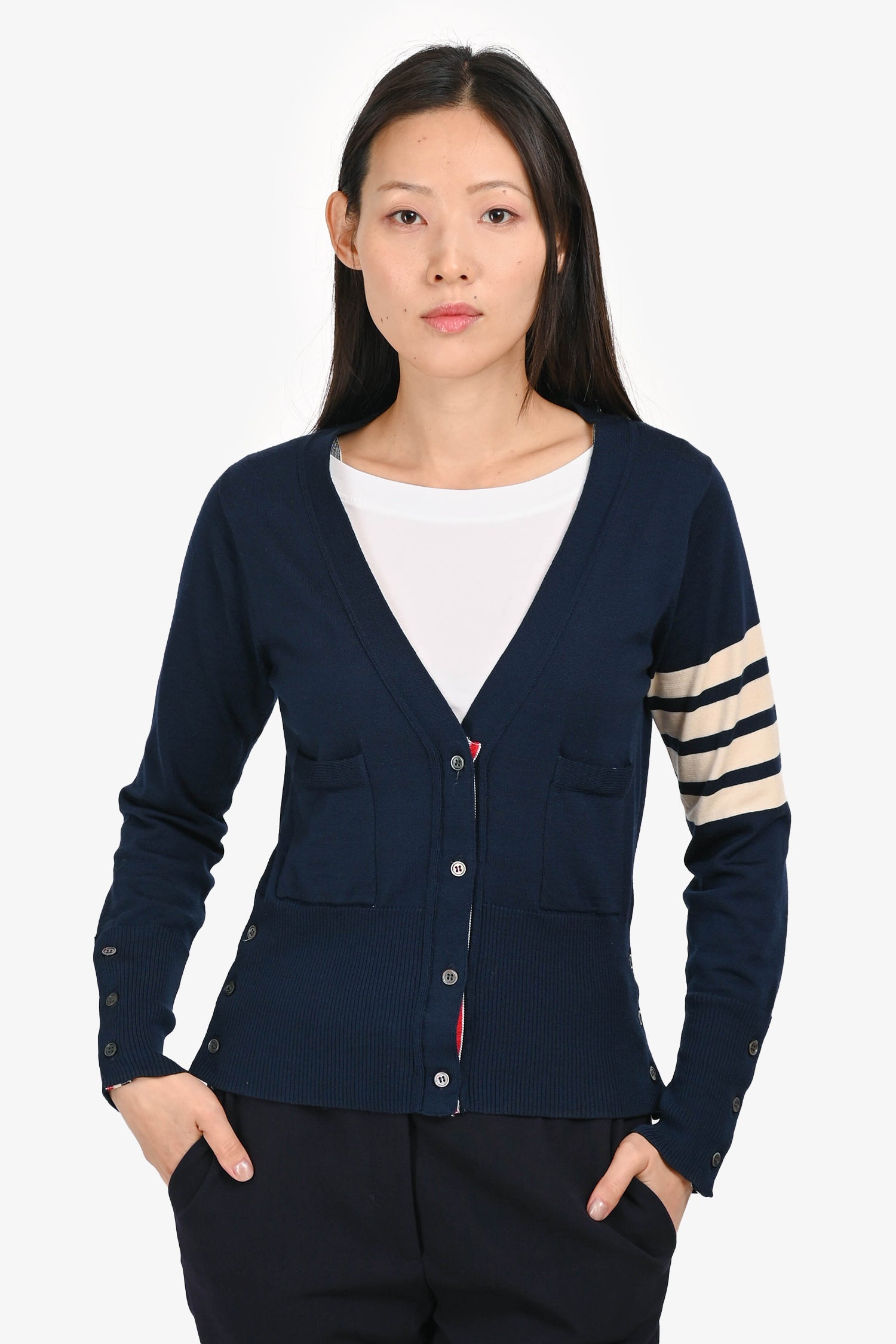 Thom Browne Navy Striped igan Size 1