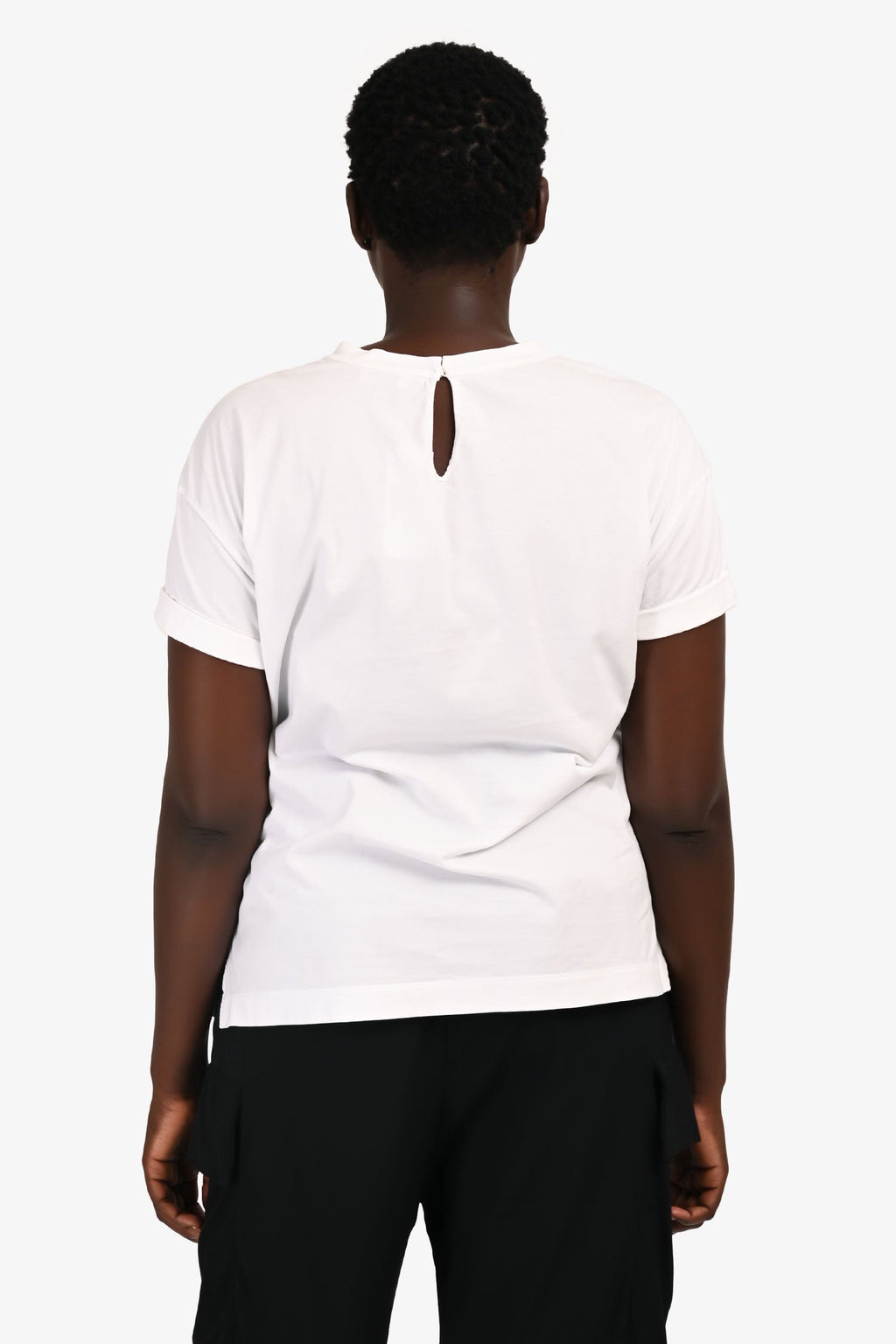 Brunello Cucinelli White Patterned Detail T-Shirt Size XL