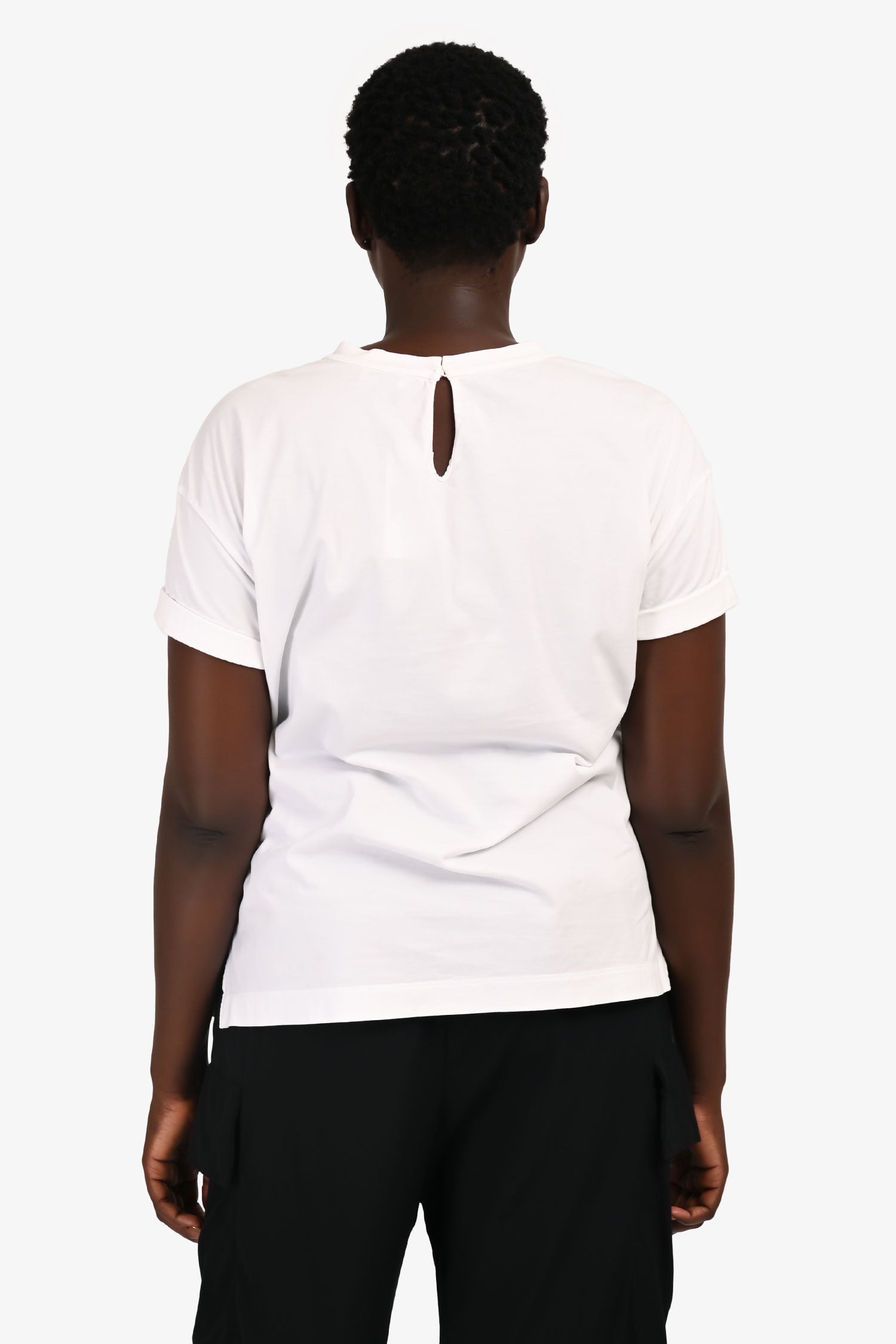 Brunello Cucinelli White Patterned Detail T-Shirt Size XL