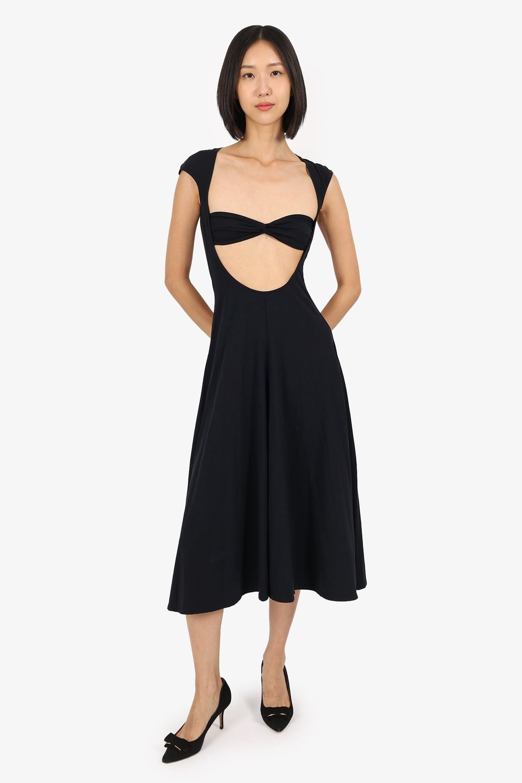 Beaufille Black Cut-Out Detail Midi Dress Size XS