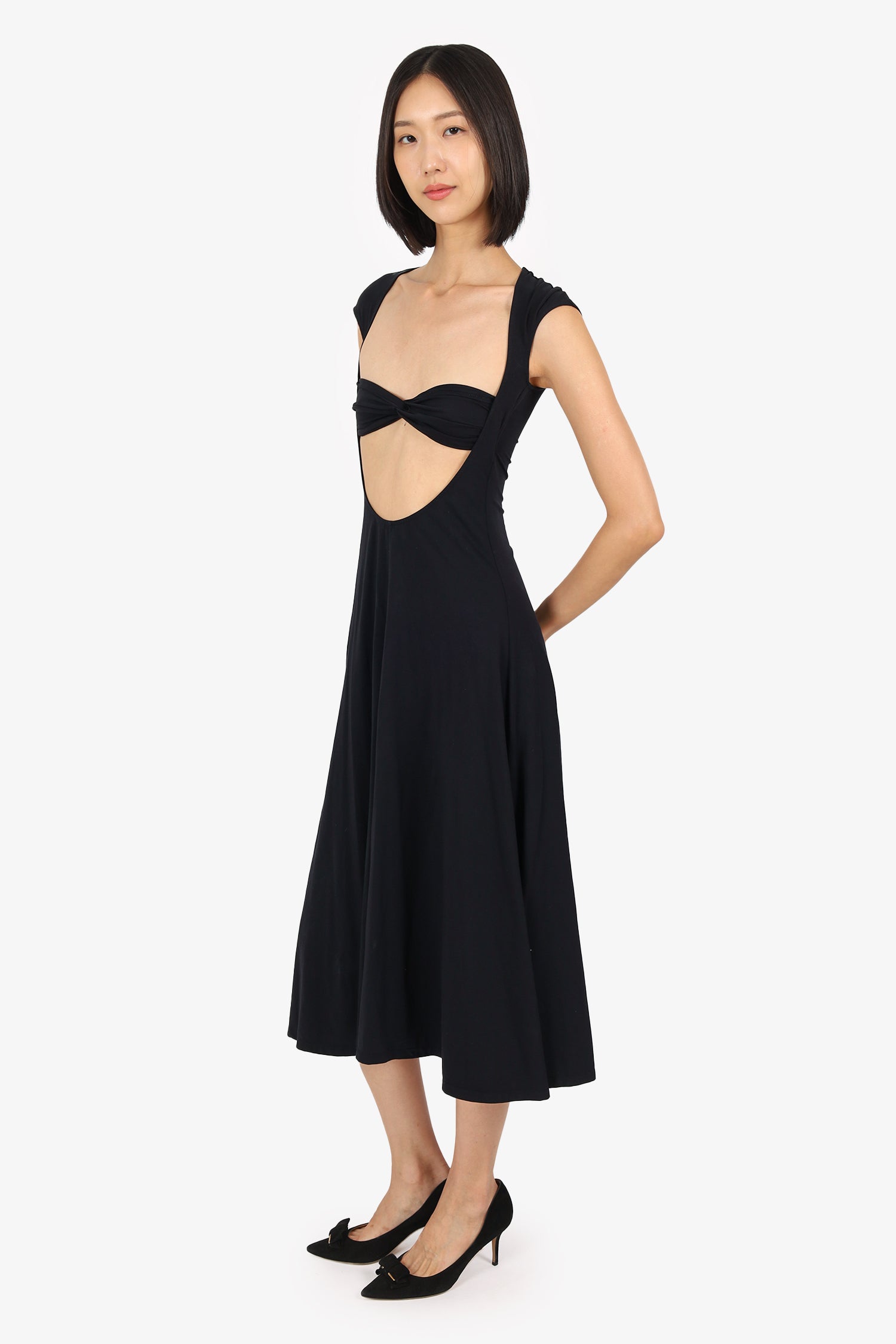 Beaufille Black Cut-Out Detail Midi Dress Size XS