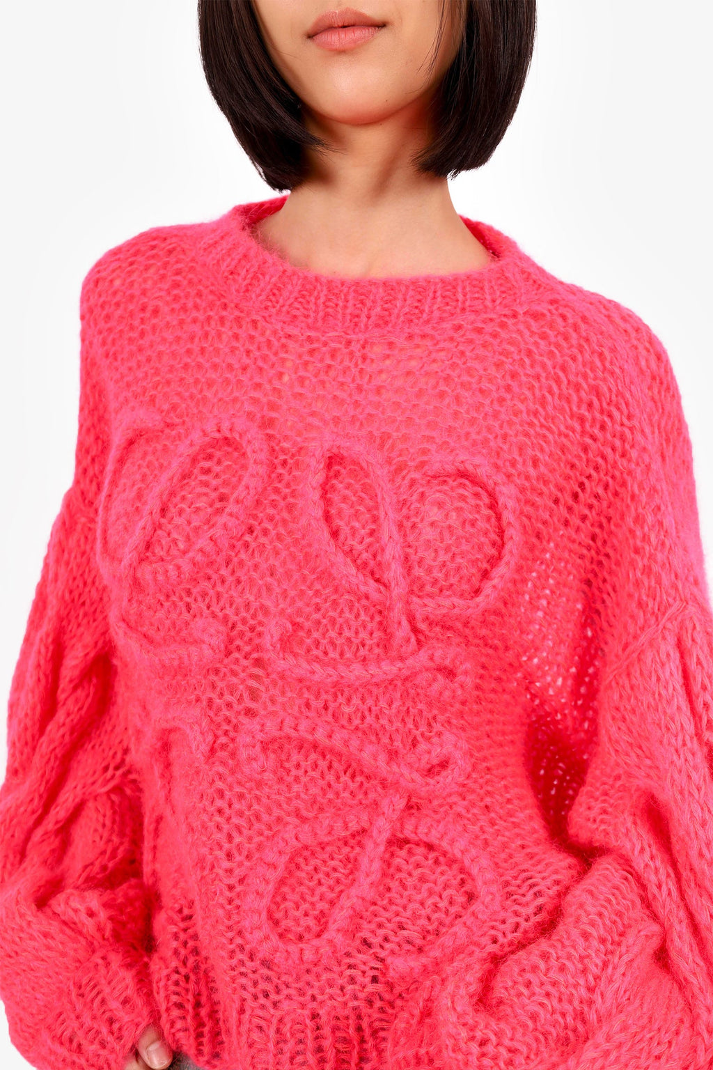 Loewe Pink Mohair Anagram Cropped Sweater Size S