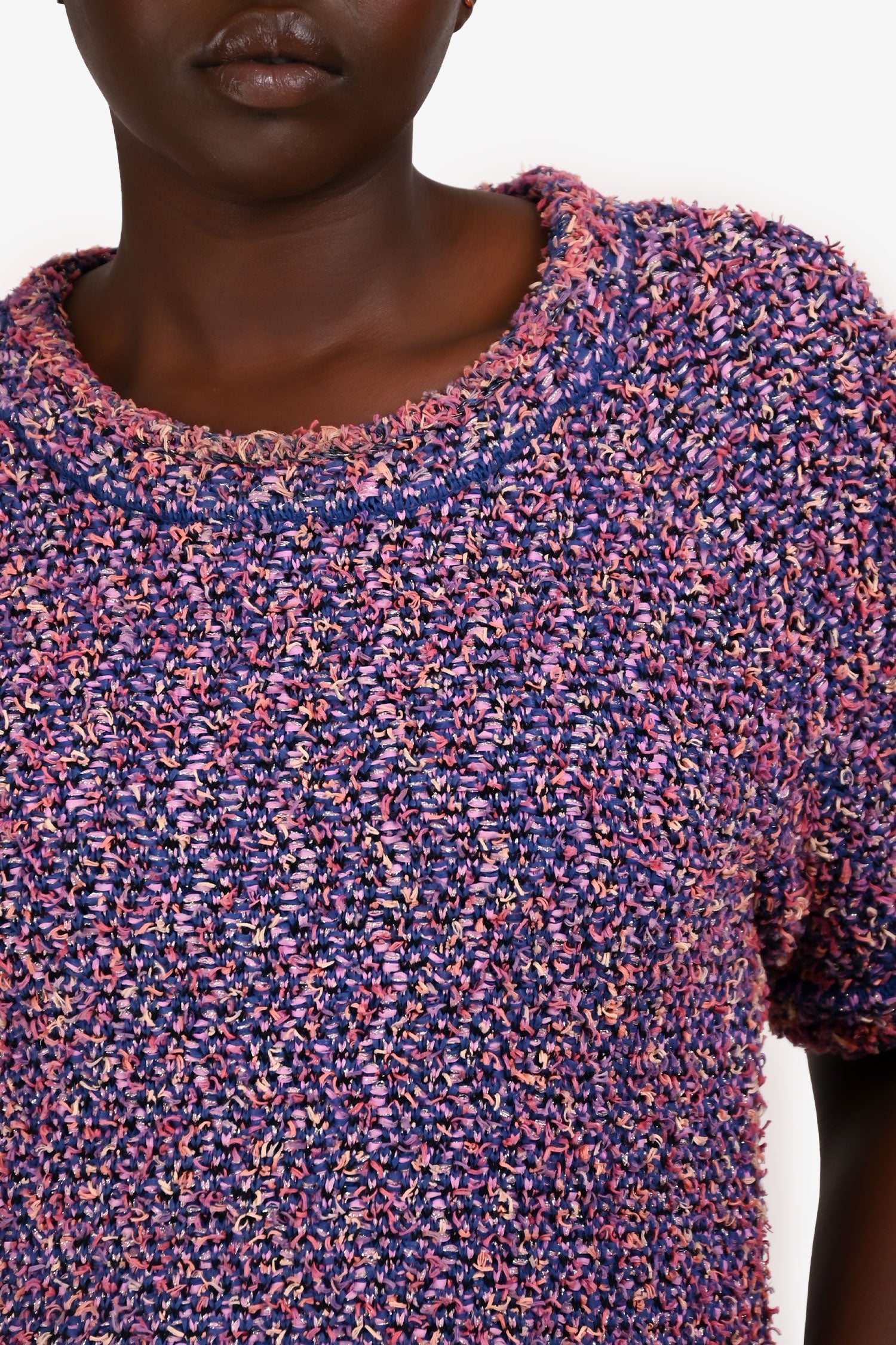Pre-Loved Chanel™ Purple/Multicolour Tweed Midi Dress Size 42
