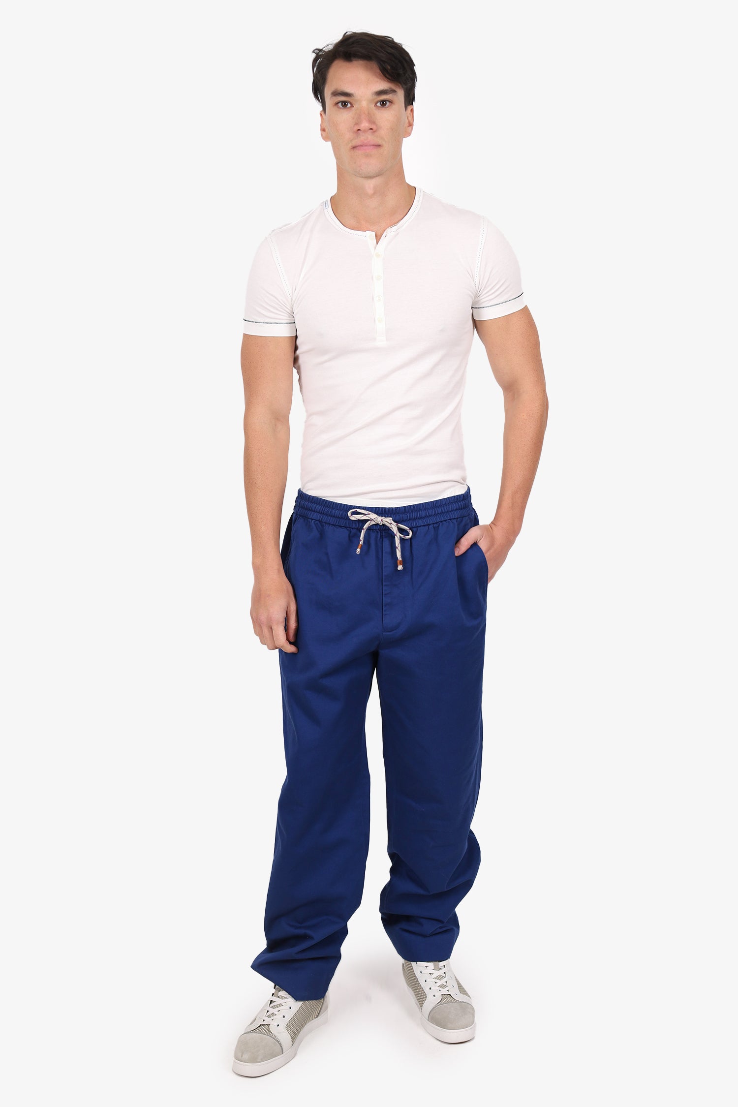 Gucci Blue Logo-Print Drawstring Track Pants Size 52 Mens