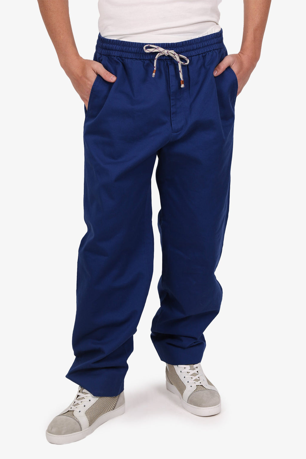 Gucci Blue Logo-Print Drawstring Track Pants Size 52 Mens
