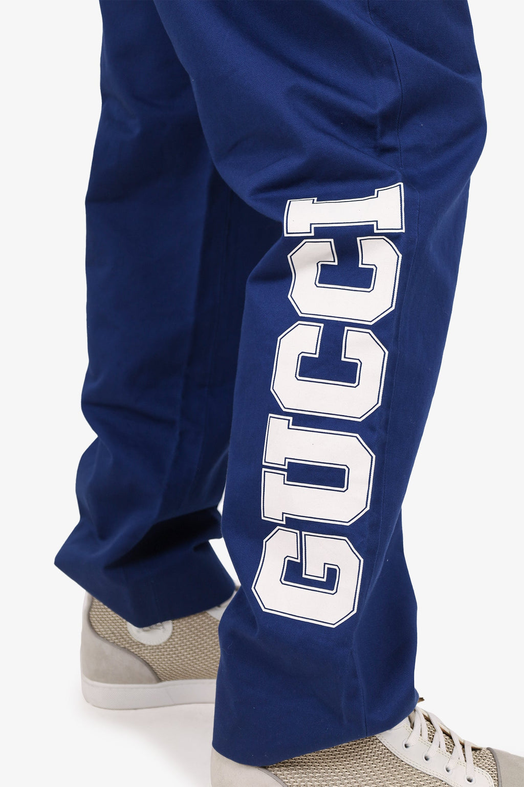 Gucci Blue Logo-Print Drawstring Track Pants Size 52 Mens