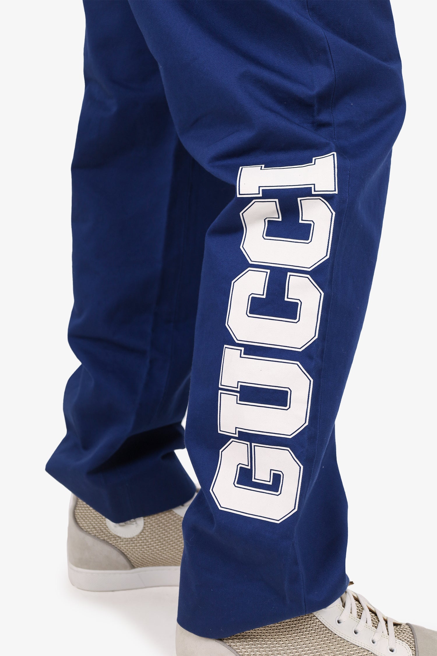 Gucci Blue Logo-Print Drawstring Track Pants Size 52 Mens