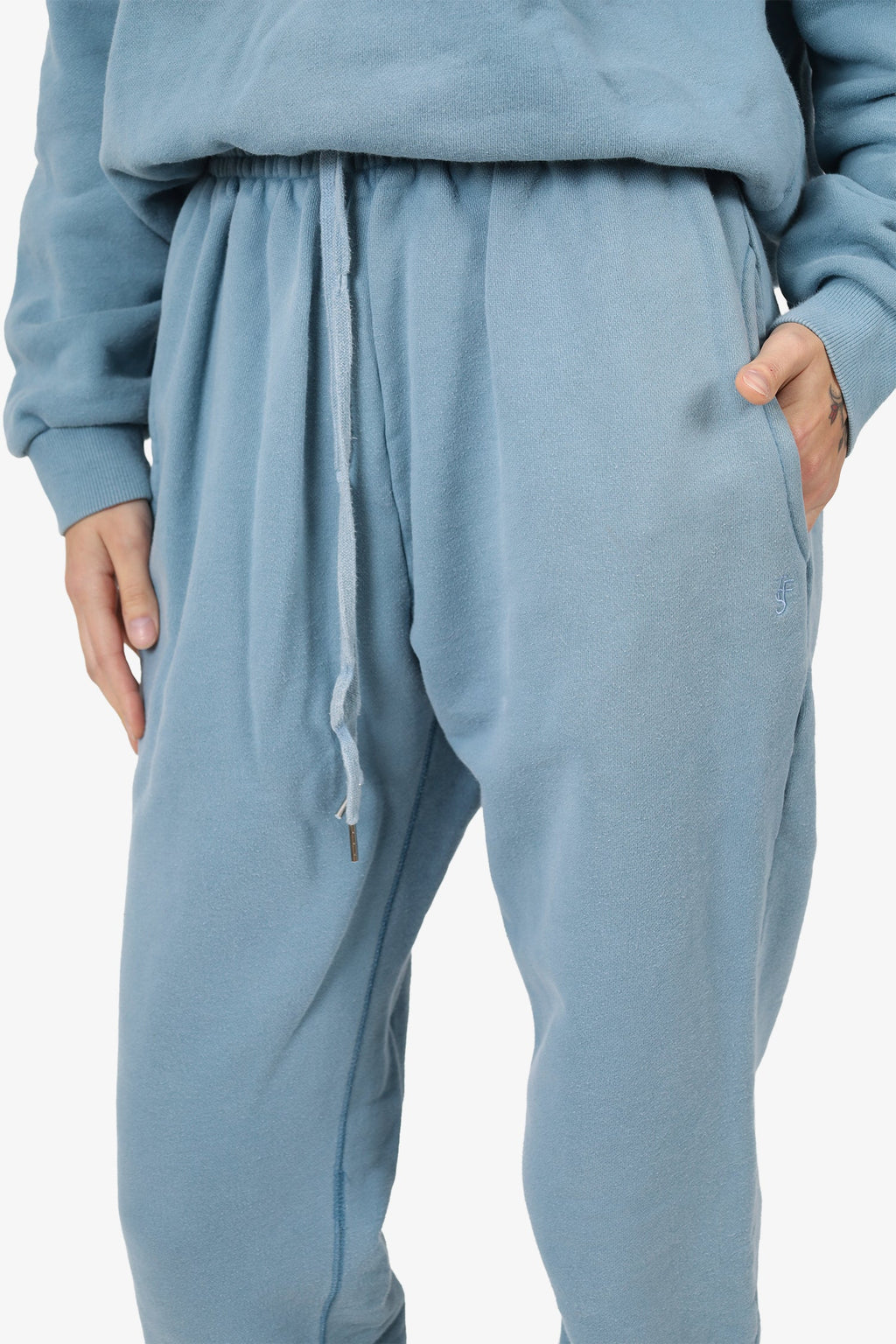 The Frankie Shop Teal Copped Hoodie + Track Pants Size S