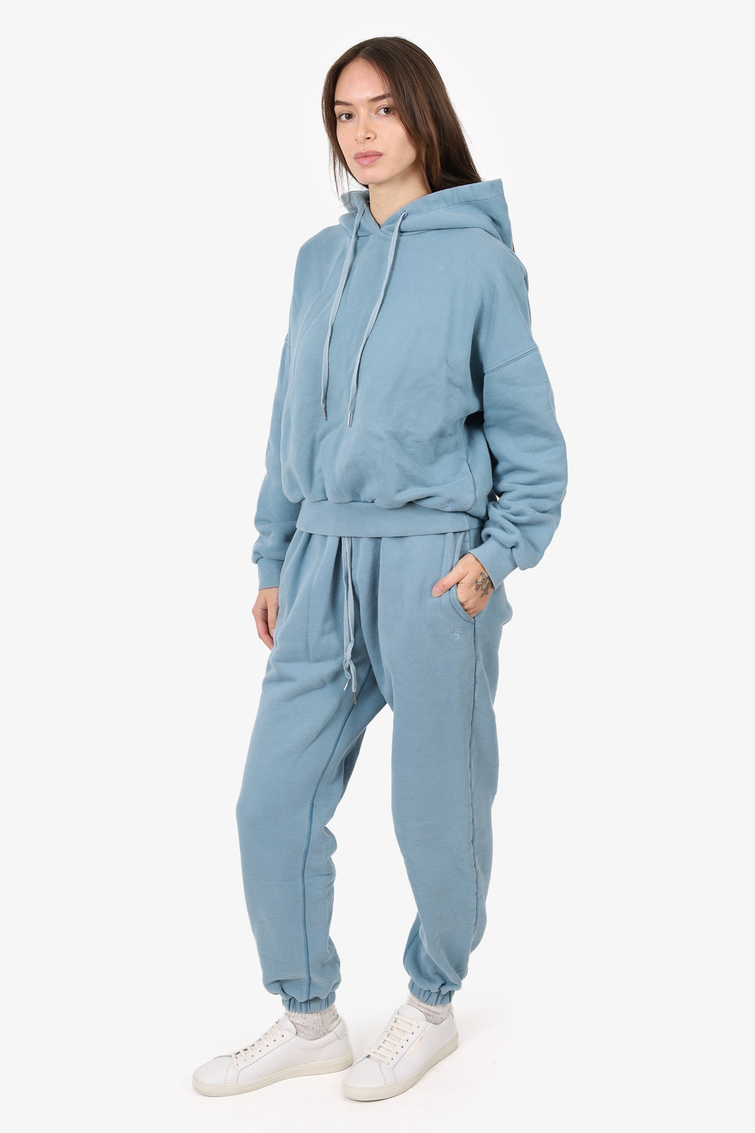 The Frankie Shop Teal Copped Hoodie + Track Pants Size S