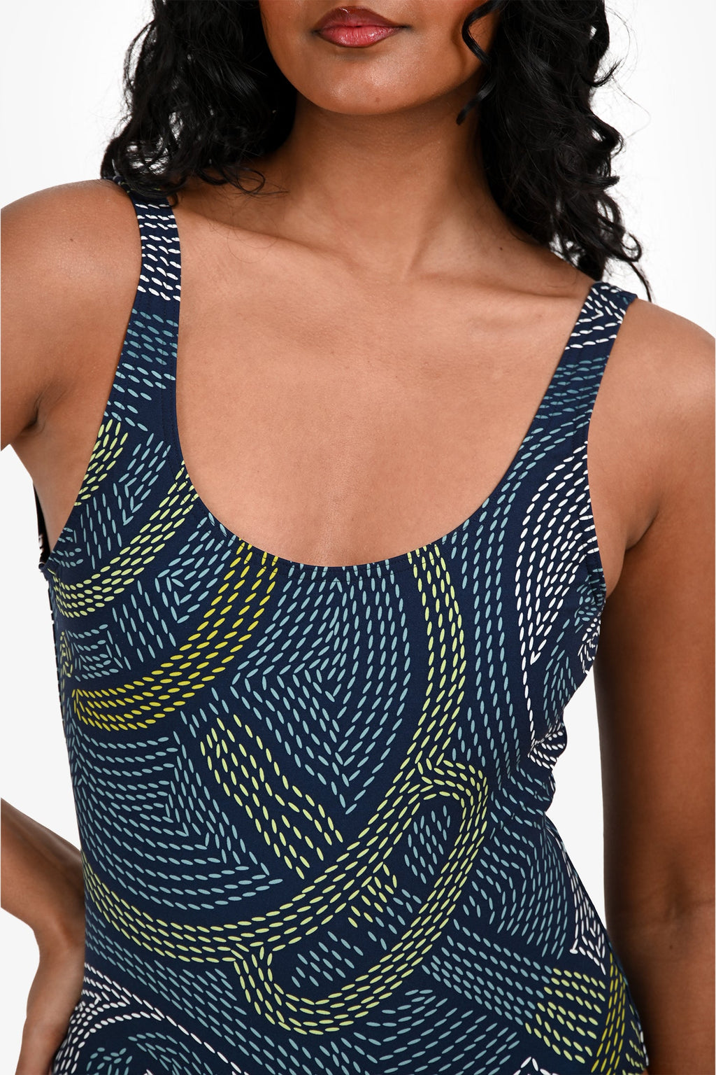 Hermès Blue Patterned One Piece Swimsuit with Pouch Size 34