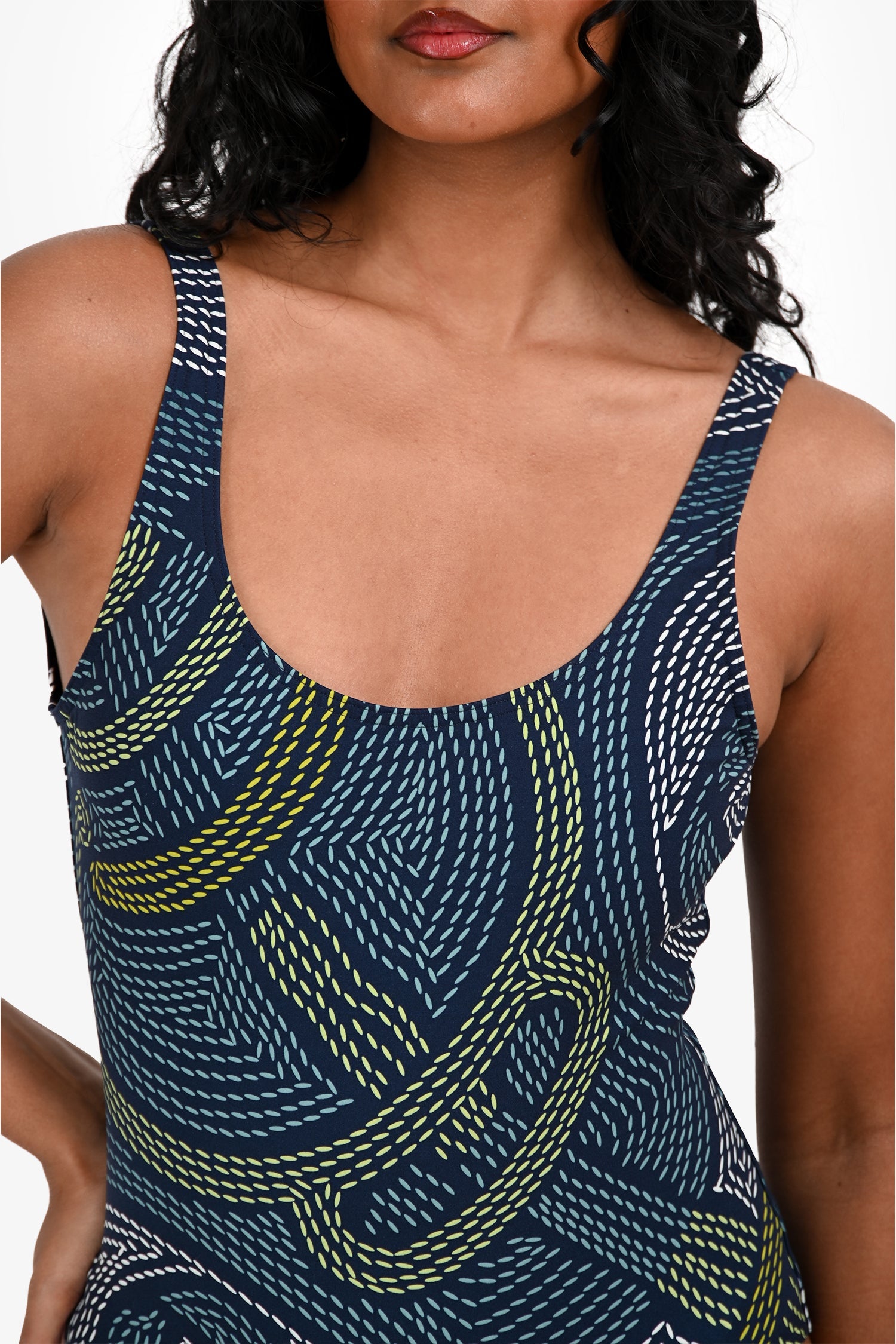 Hermès Blue Patterned One Piece Swimsuit with Pouch Size 34