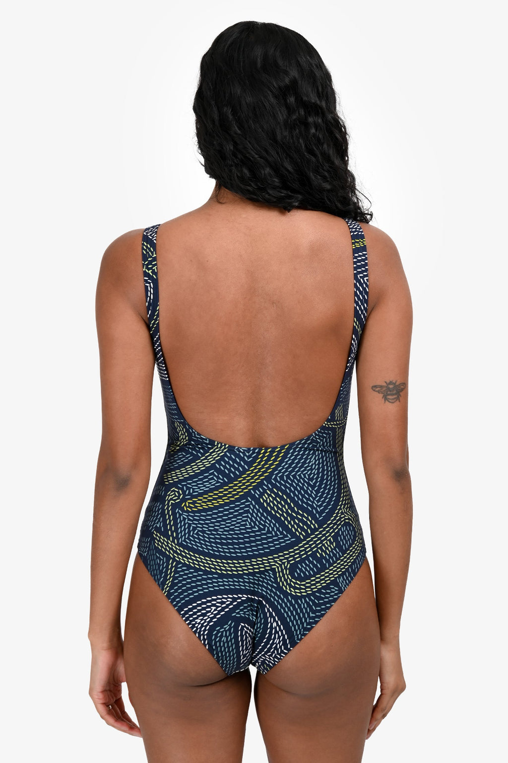 Hermès Blue Patterned One Piece Swimsuit with Pouch Size 34