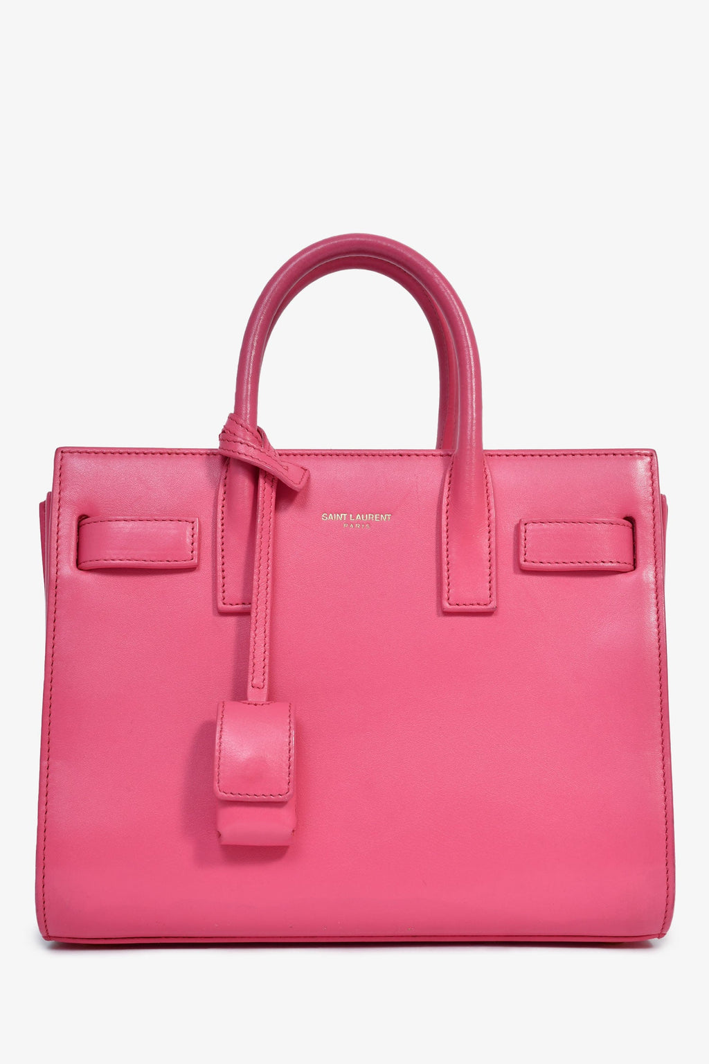 Saint Laurent Pink Leather Nano Sac de Jour Top Handle with Strap