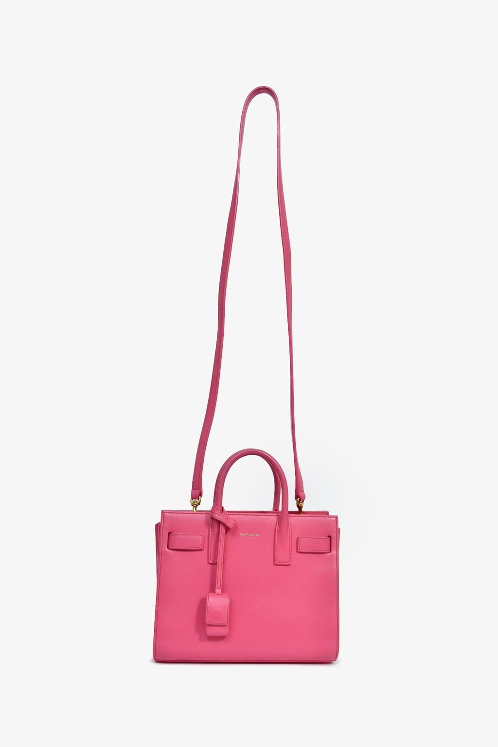 Saint Laurent Pink Leather Nano Sac de Jour Top Handle with Strap