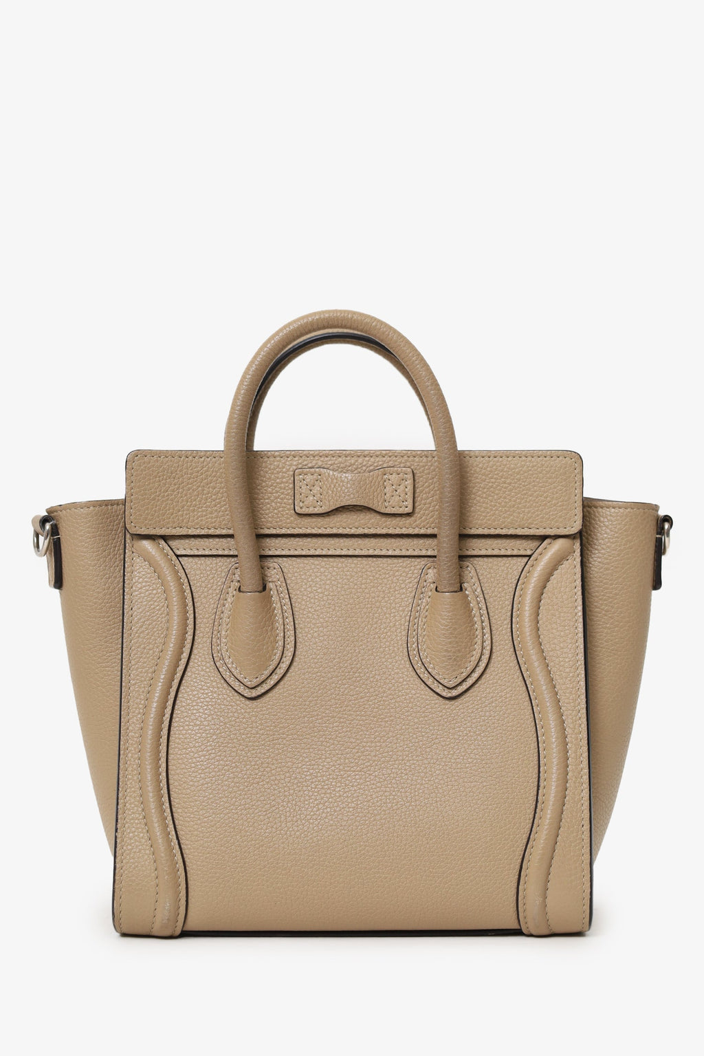 Celine Taupe Leather Nano Luggage Top Handle with Strap