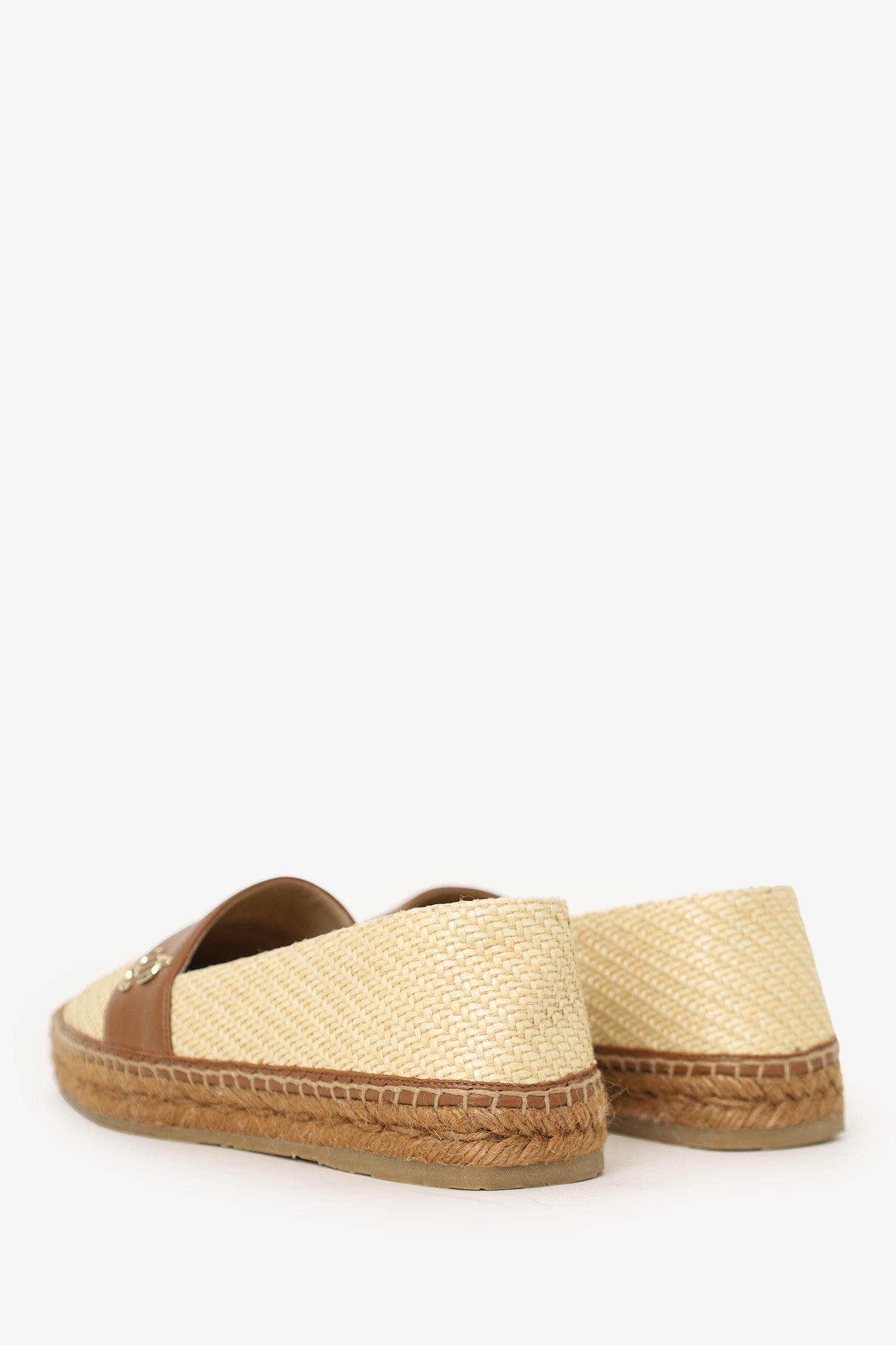 Jimmy Choo Beige/Brown Raffia And Leather Espadrille Flats Size 36.5