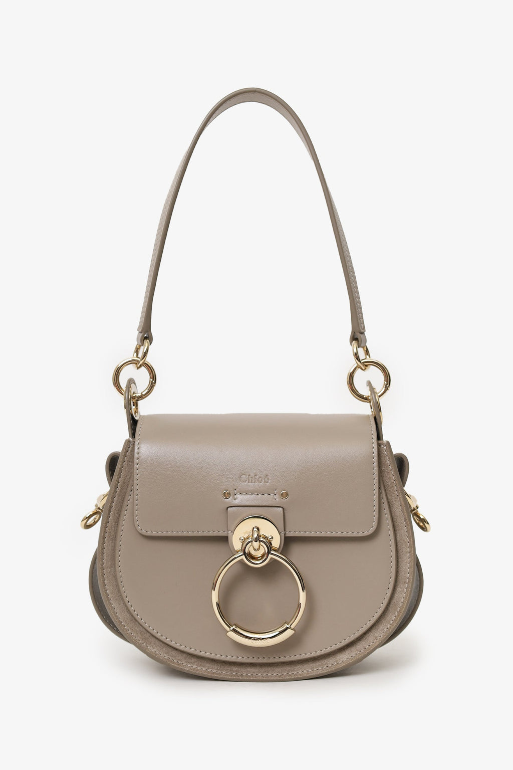 Chloé Taupe Leather Tess Small Shoulder Bag