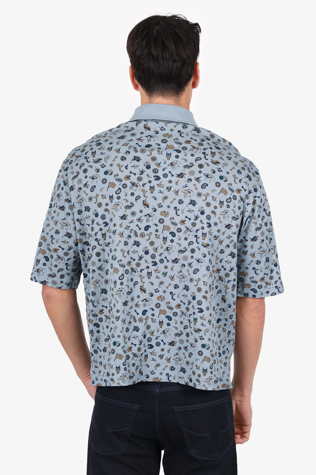 Hermès Blue Printed Polo Shirt Size M