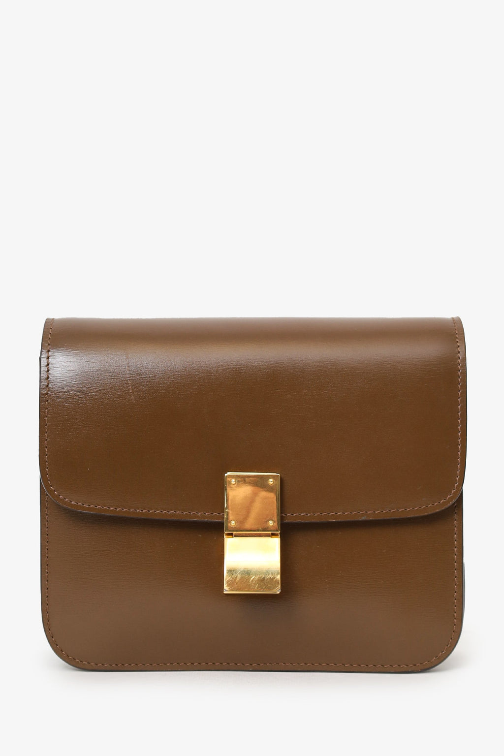 Celine Brown Leather Small Box Crossbody Bag
