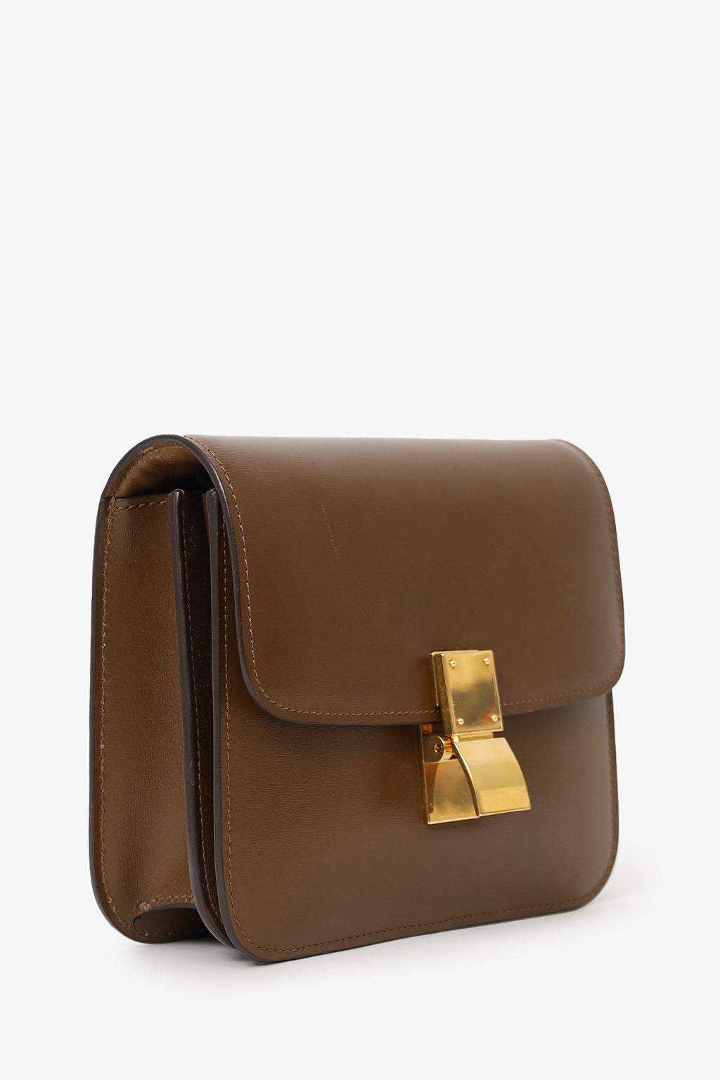 Celine Brown Leather Small Box Crossbody Bag