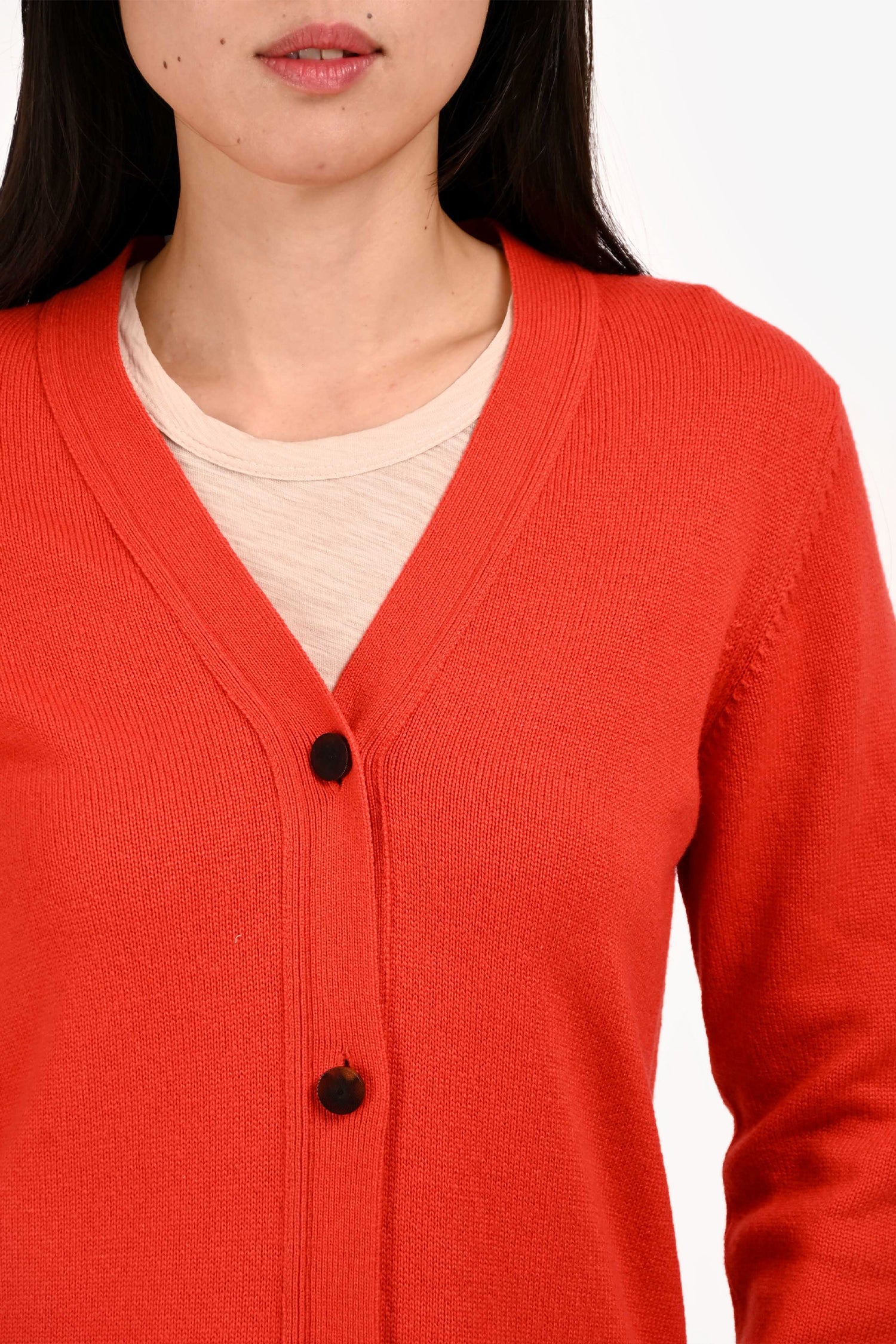 Hermès Red Cashmere Knit Long Buttoned igan Size 34