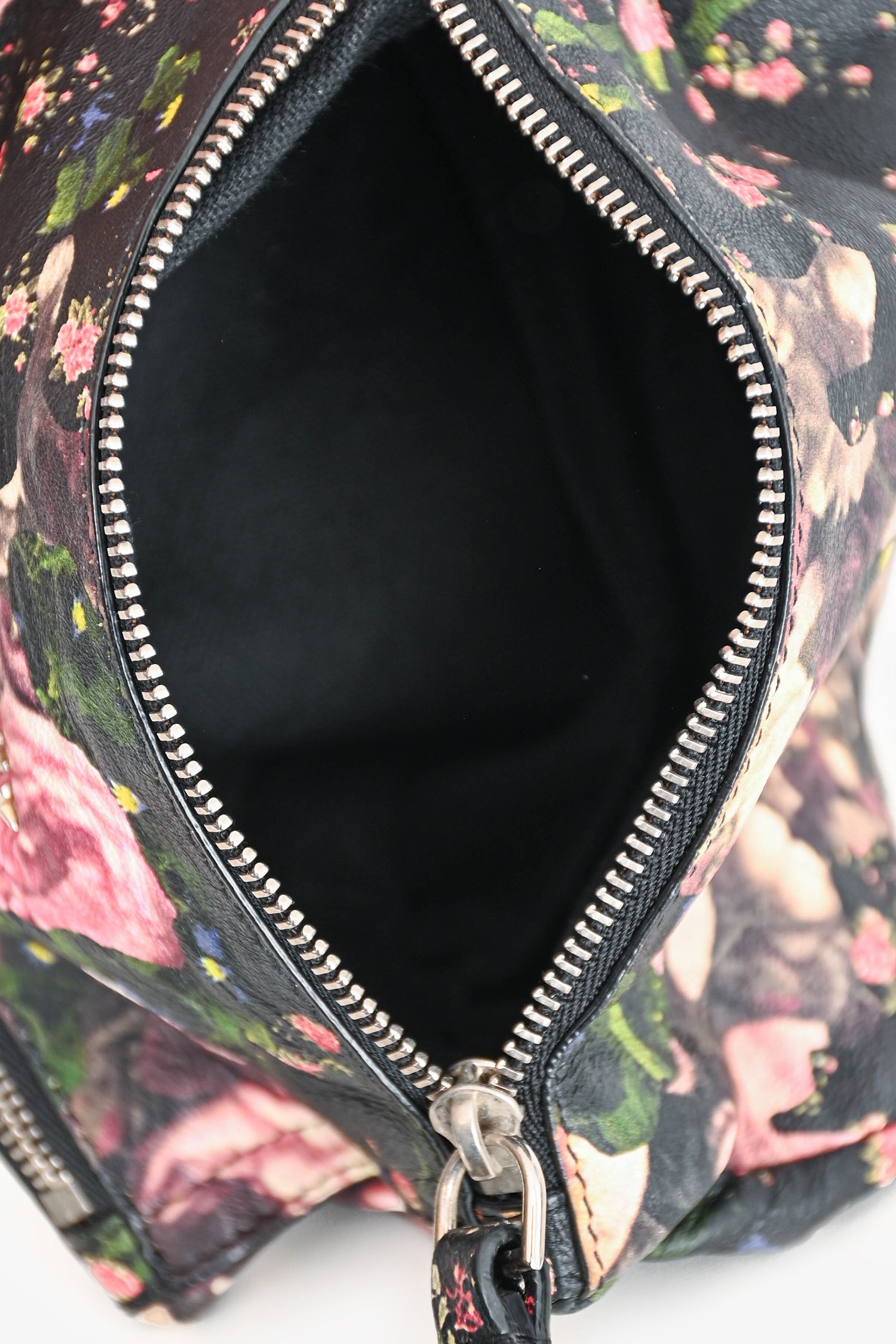 Givenchy Black Floral Leather Pandora Wristlet Pouch