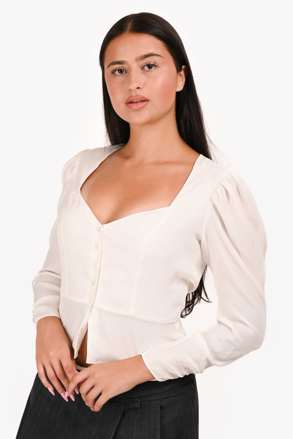Frame White Buttoned Silk Blouse Size XS