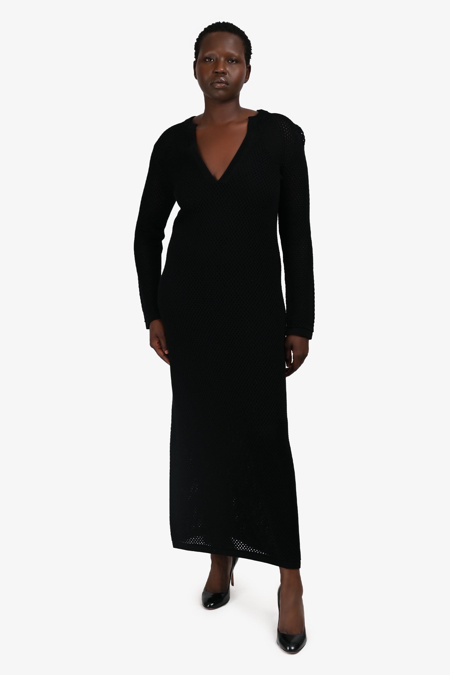 Nili Lotan Black Crochet 'Zera' Maxi Dress Size M