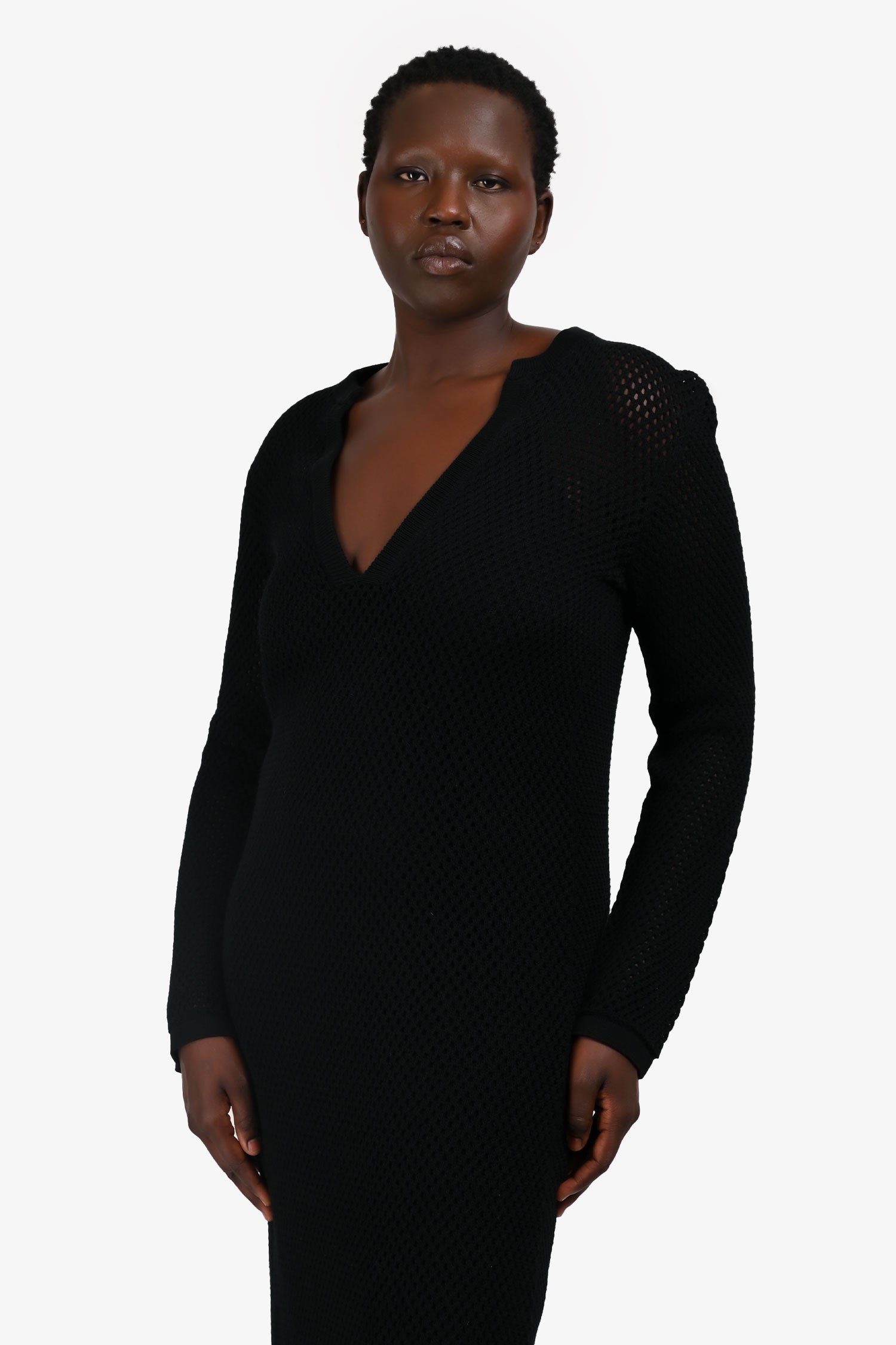 Nili Lotan Black Crochet 'Zera' Maxi Dress Size M