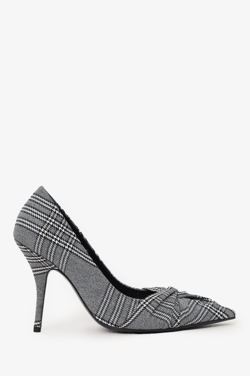 Maje Black/White Plaid Twisted Heels Size 40