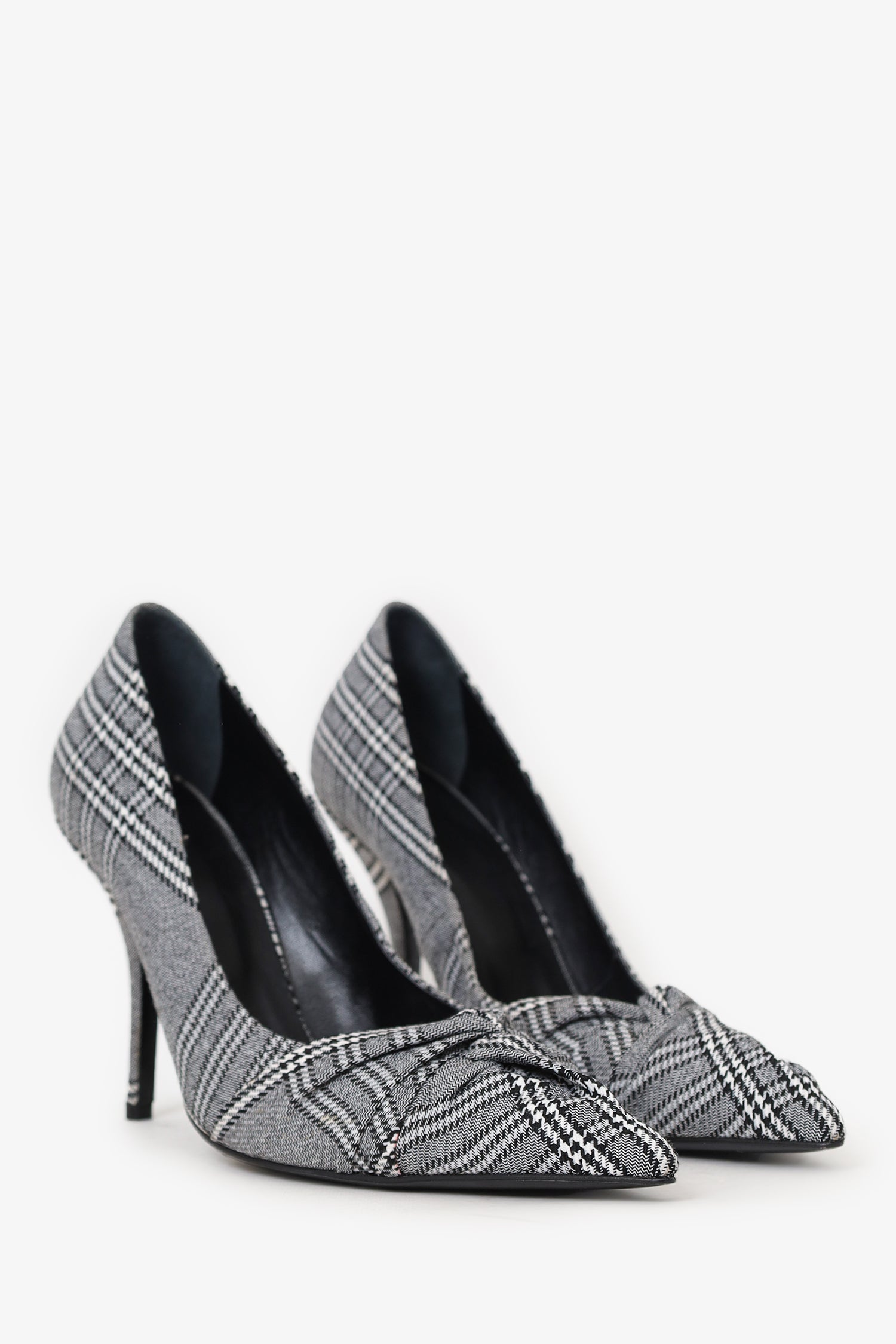 Maje Black/White Plaid Twisted Heels Size 40