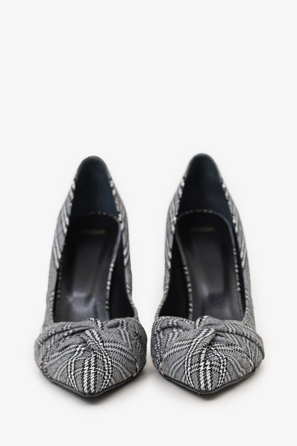 Maje Black/White Plaid Twisted Heels Size 40