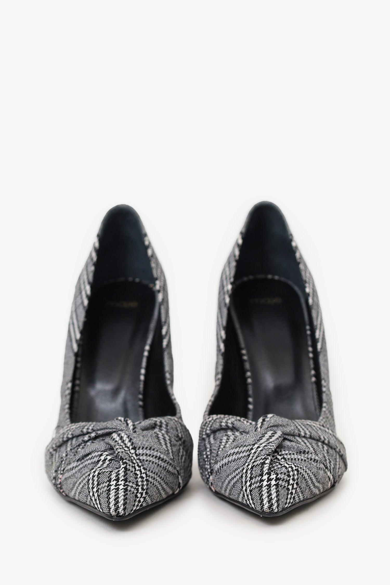 Maje Black/White Plaid Twisted Heels Size 40