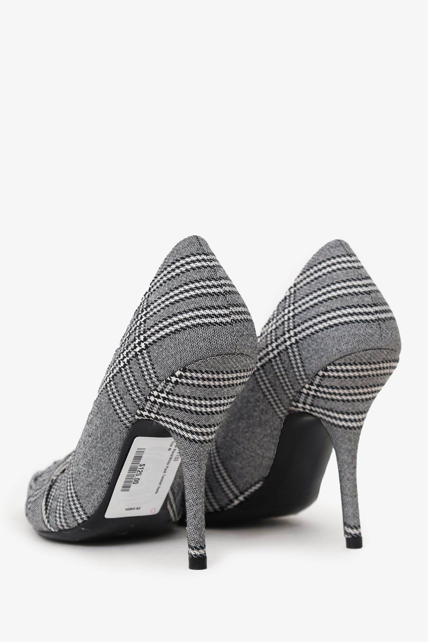 Maje Black/White Plaid Twisted Heels Size 40