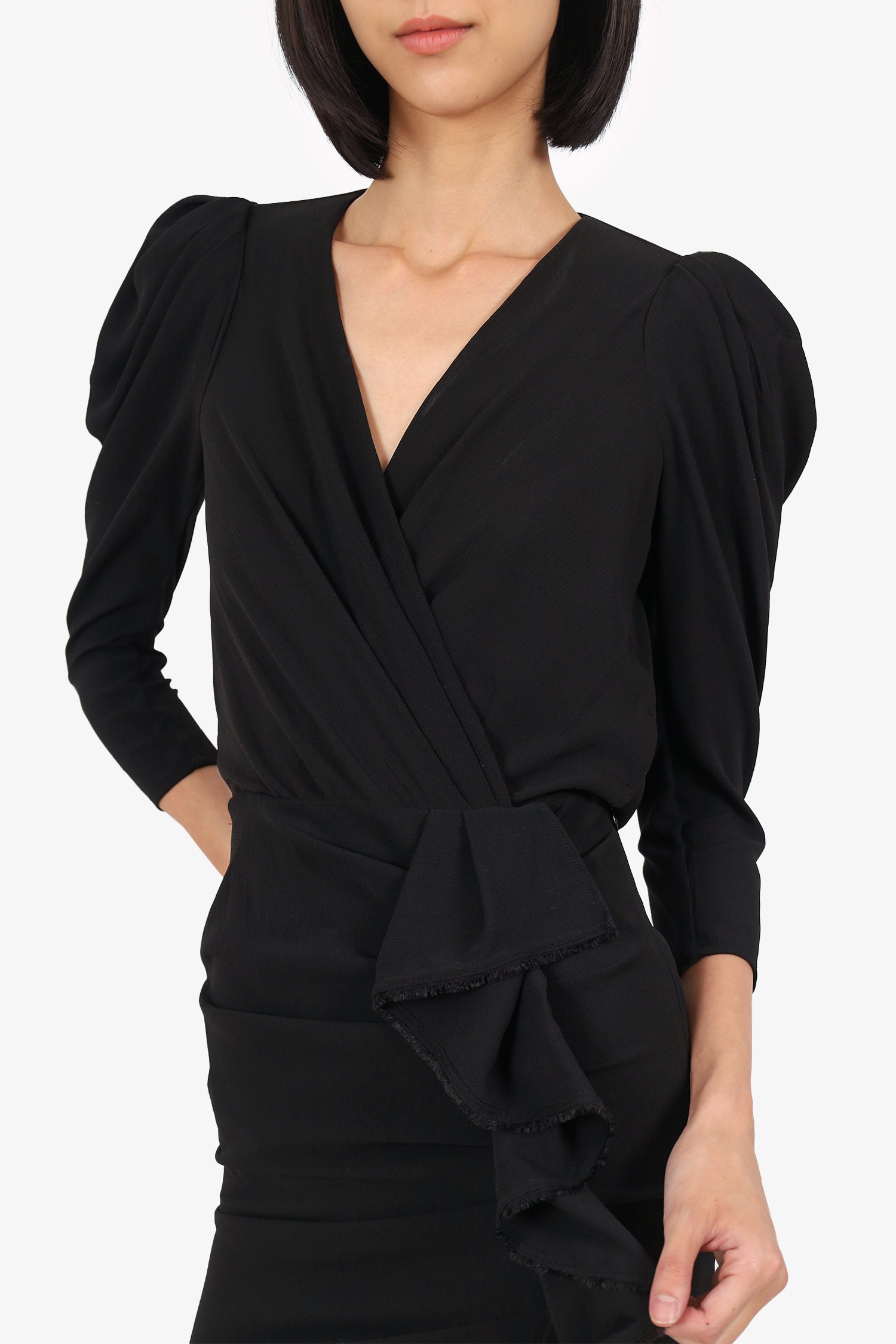Ba&sh Black Melinda Ruffled Mini Dress Size 0