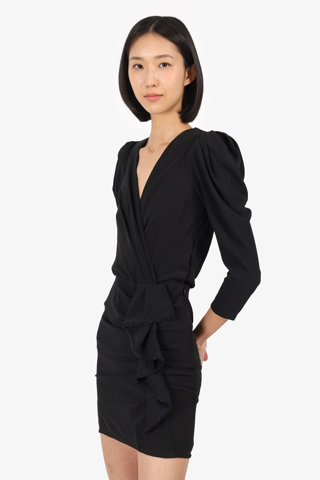Ba&sh Black Melinda Ruffled Mini Dress Size 0