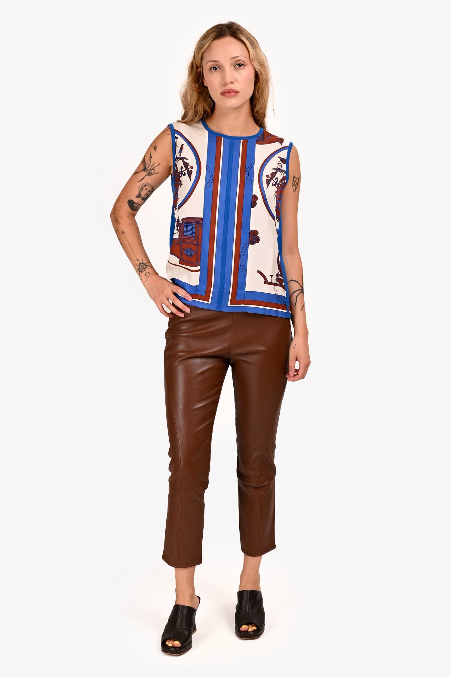 The Row Brown Lambskin Leather Fitted Pants Size 4