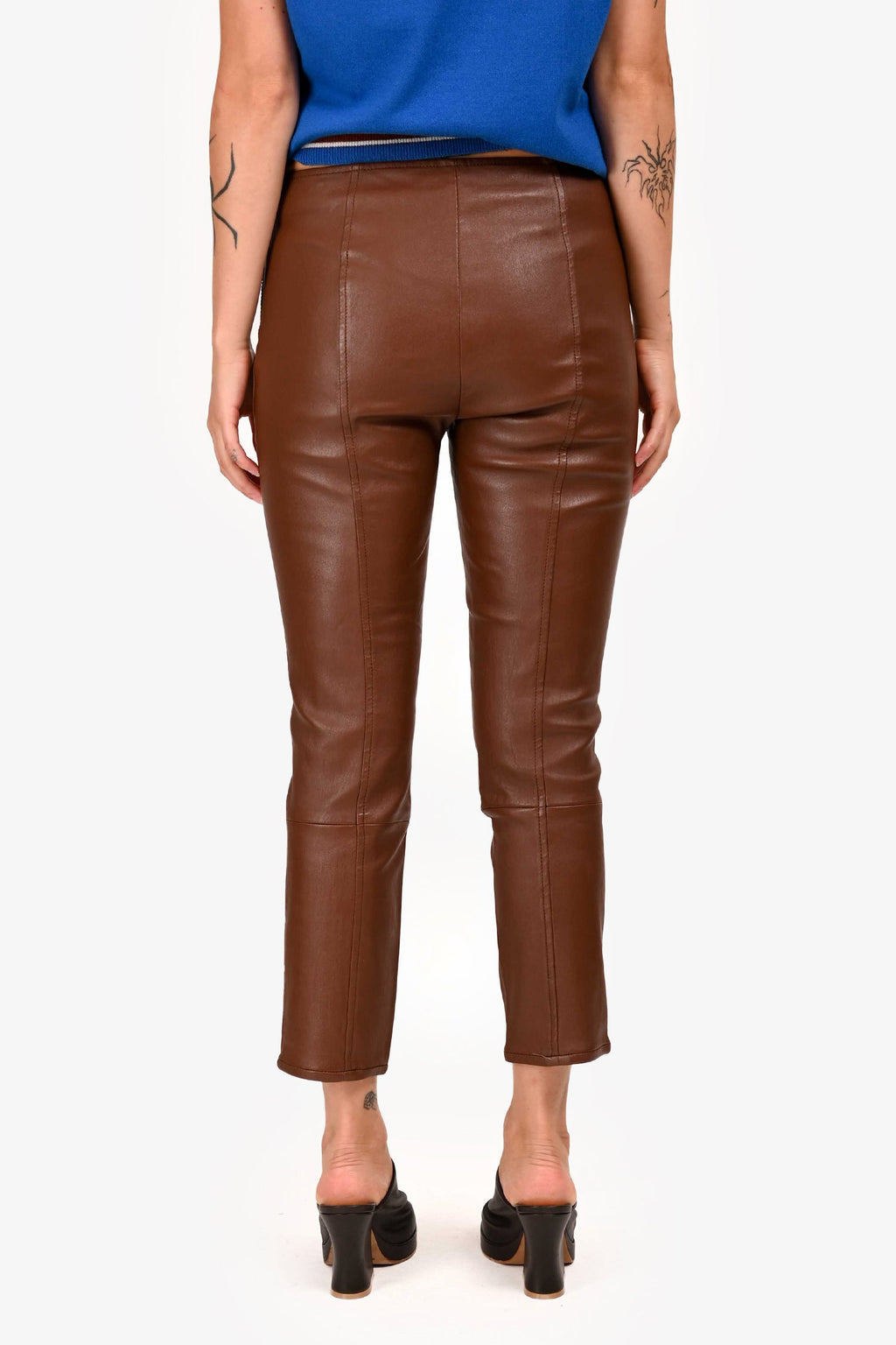 The Row Brown Lambskin Leather Fitted Pants Size 4