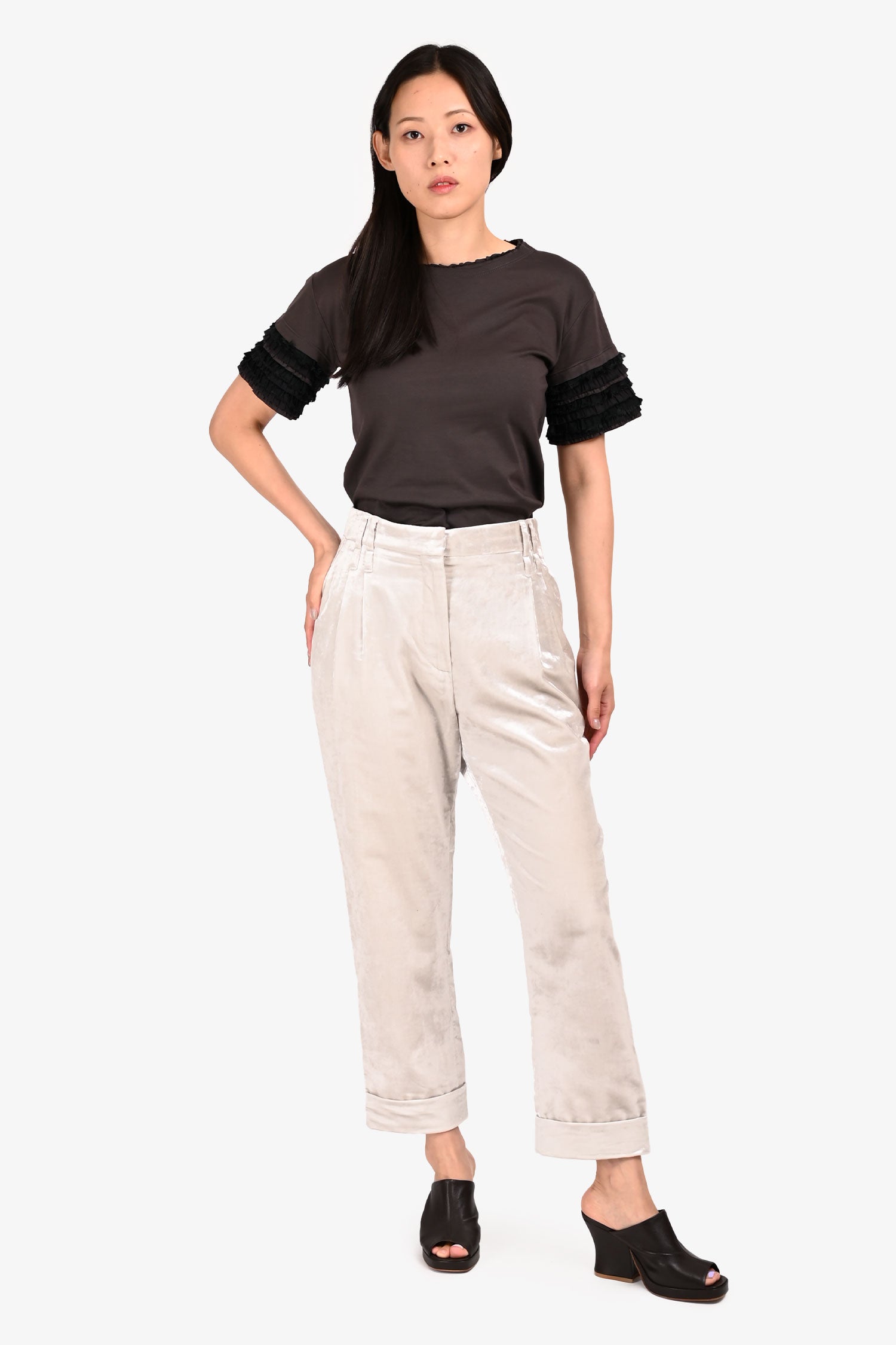 Brunello Cucinell Grey Velvet Trousers Size 6