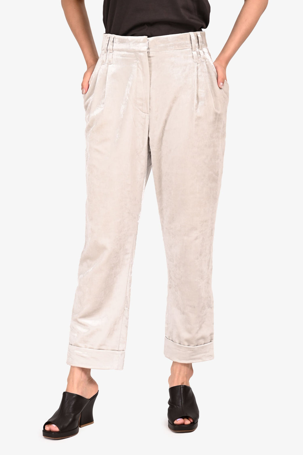 Brunello Cucinell Grey Velvet Trousers Size 6