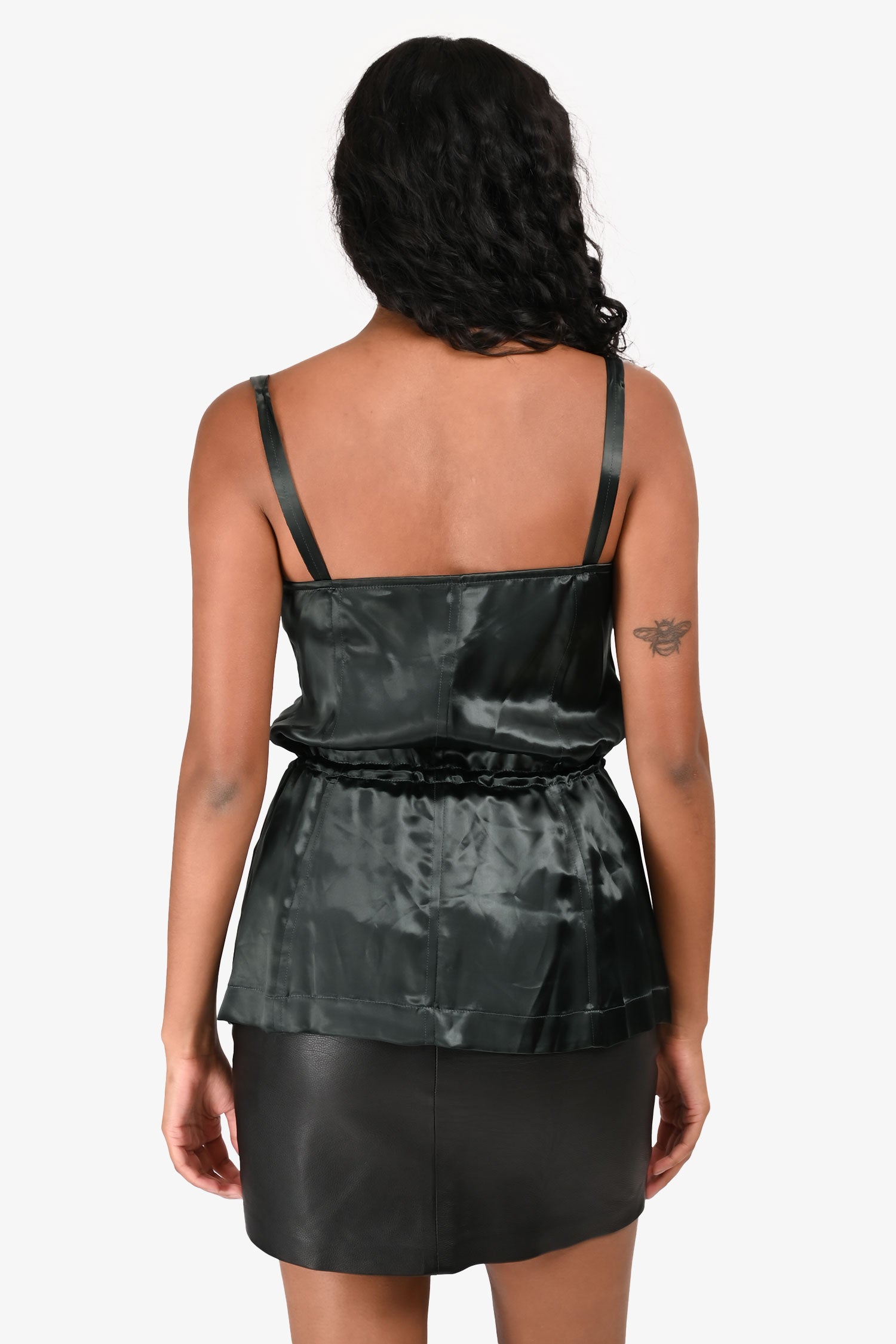 Bottega Veneta Green Zip-Up Drawstring Waist Corset Top Size 36