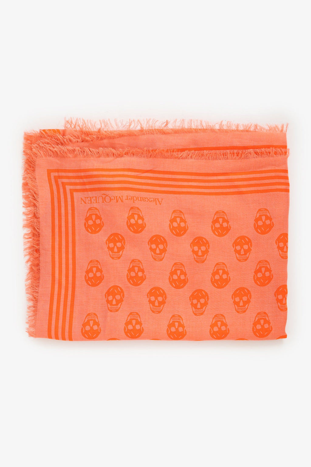 Alexander McQueen Orange Skull Print Scarf