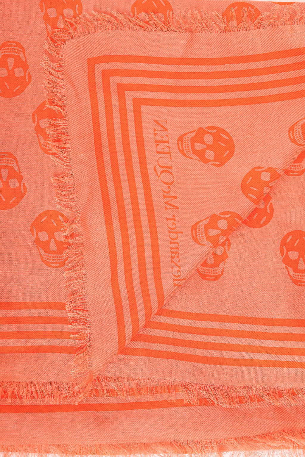 Alexander McQueen Orange Skull Print Scarf