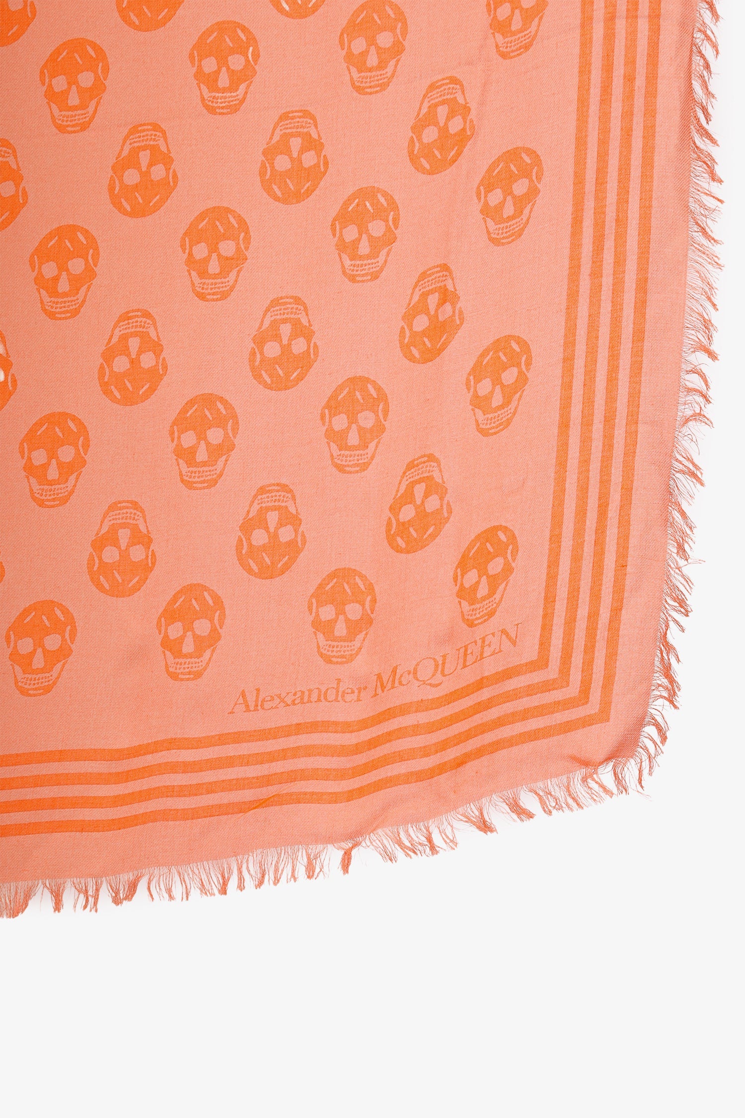 Alexander McQueen Orange Skull Print Scarf