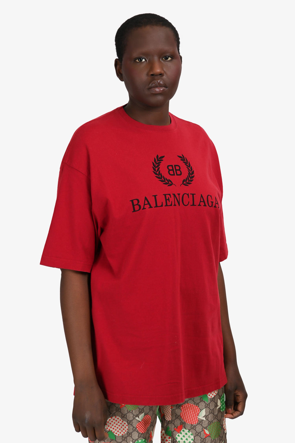 Balenciaga Red Cotton Logo T-Shirt Size M Mens