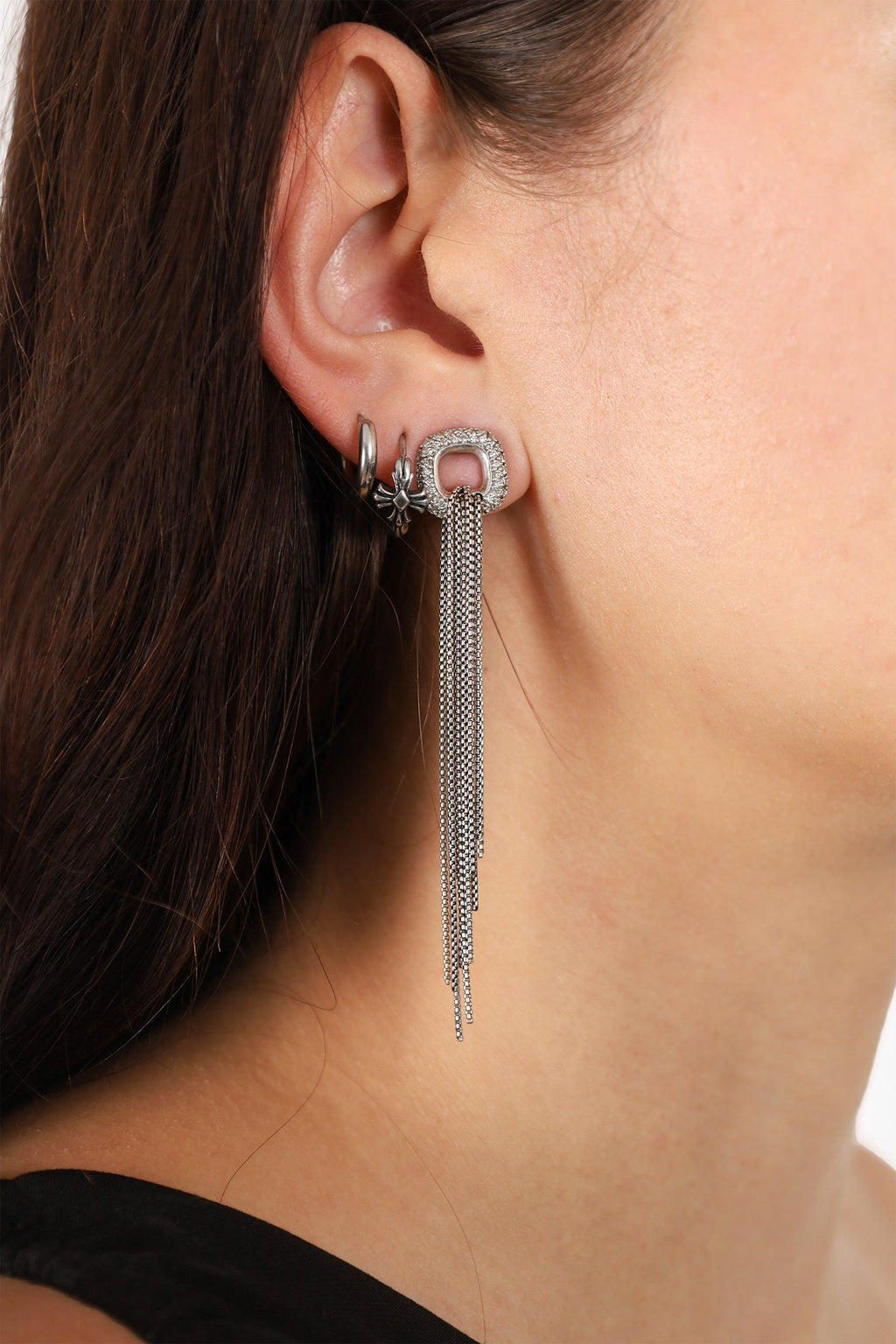 David Yurman Diamond 'Graphite Ice' Tassel Drop Earrings