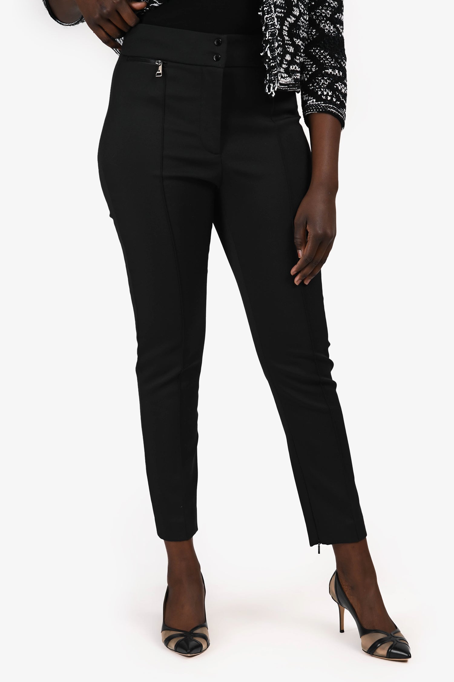 Moncler Black Slim Leg Trousers Size 48